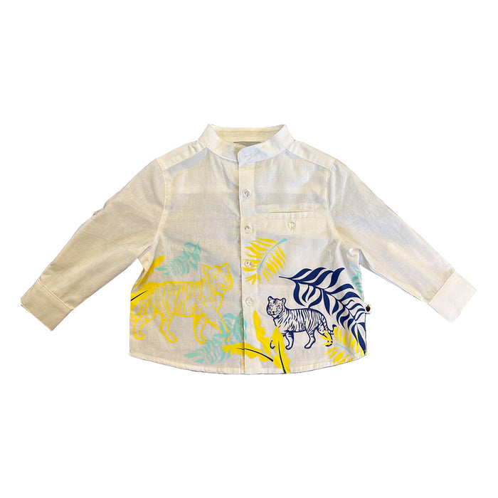 Vauva SS23 Safari - Boys Forest Print Cotton Long Sleeve Shirt-product image front