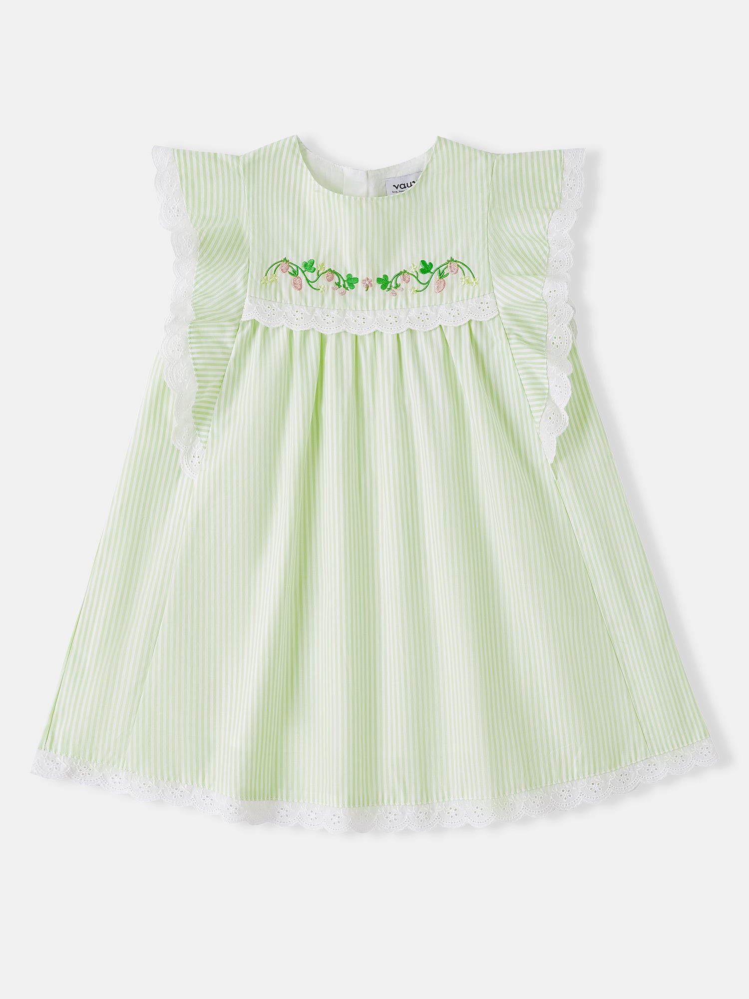 Kid Lace-Trimmed Ruffle Sleeve Dress
