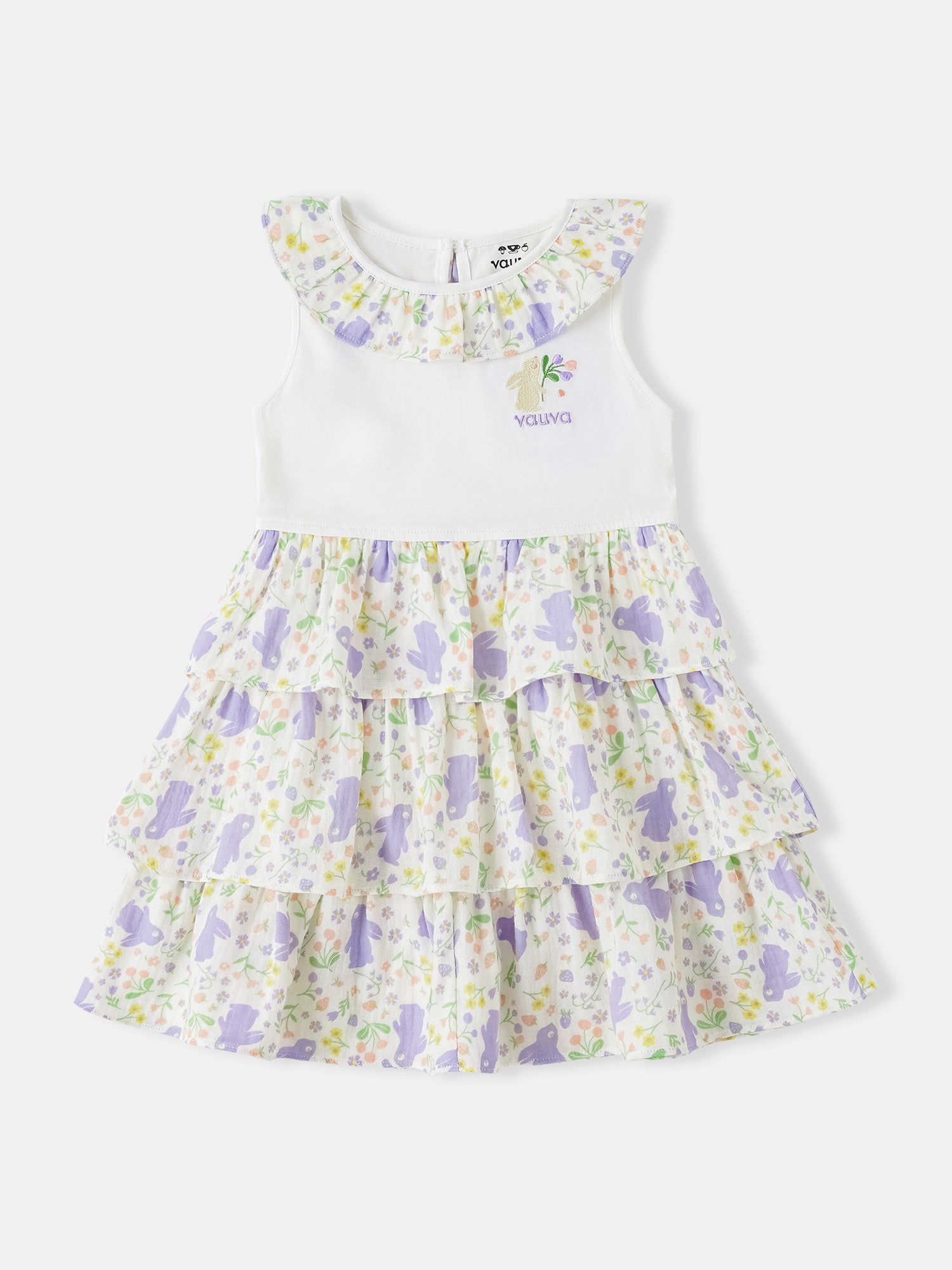 Kid Sleeveless All-Over Bunny Print Layered Dress