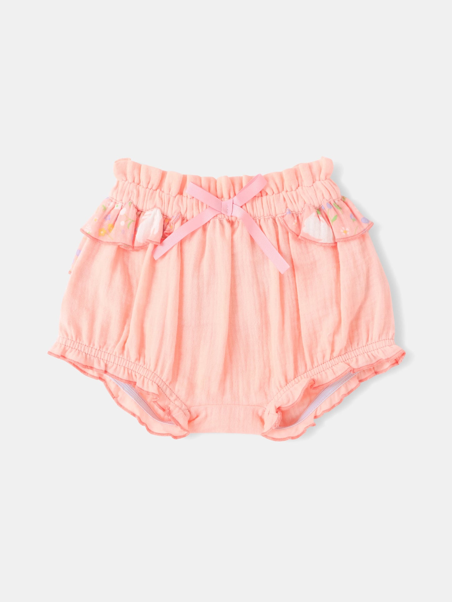 Baby Girls All-Over Bunny Print Two-Tone Frilly Shorts