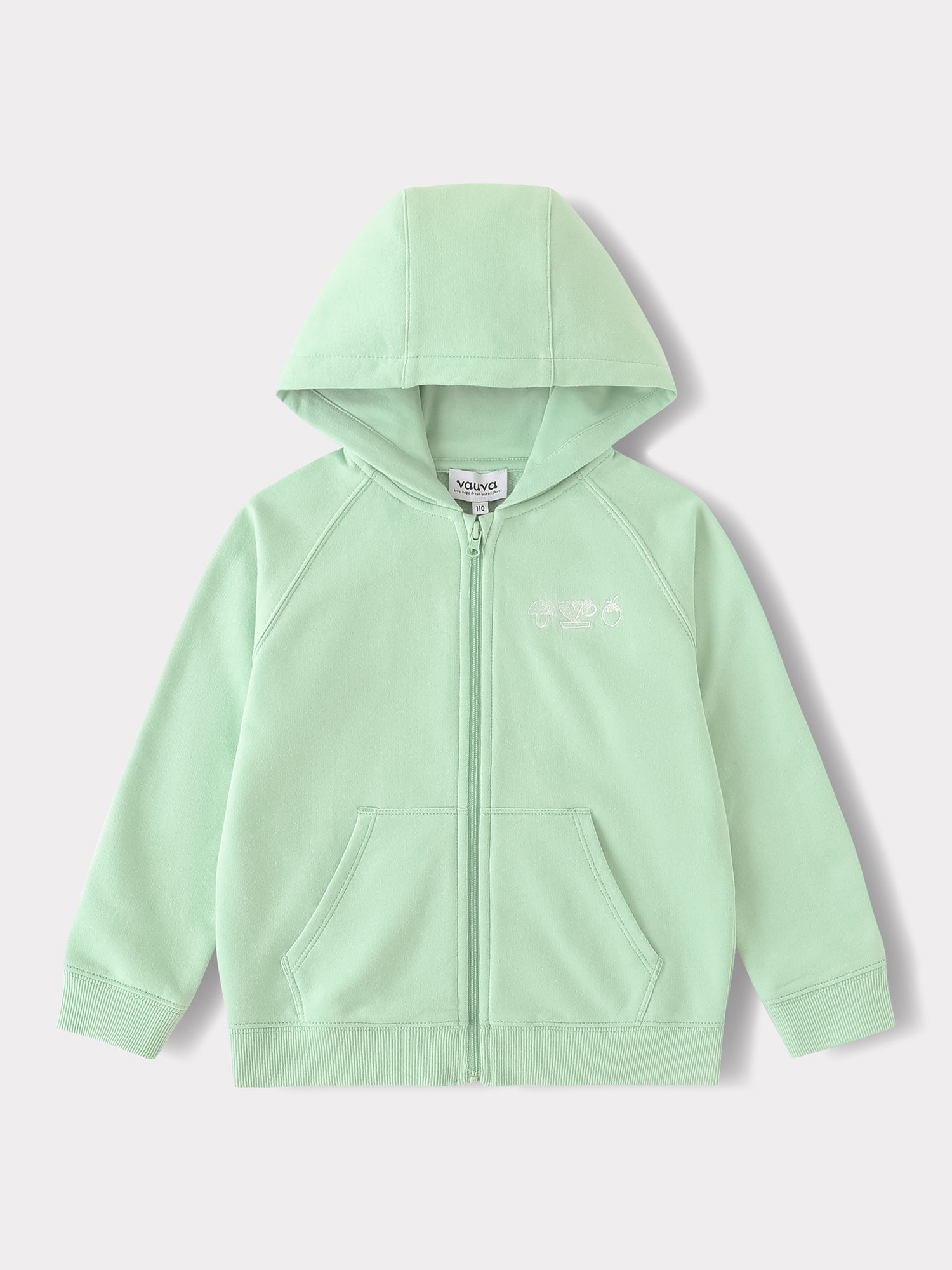 Kid Long Sleeve Embroidery Zipped Hoodie