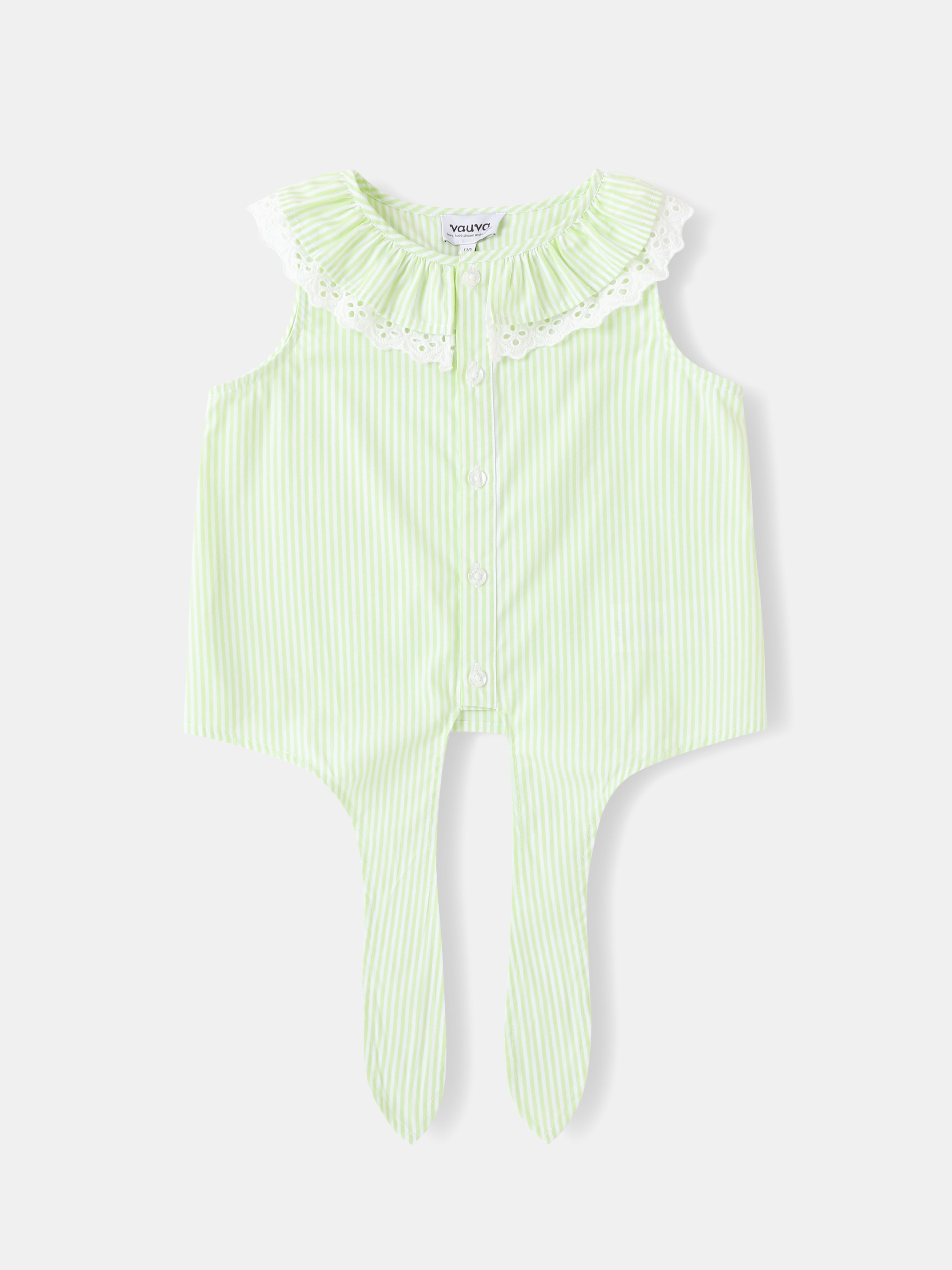 Kid Lace-Trimmed Collar Sleeveless Tie Bottom Top