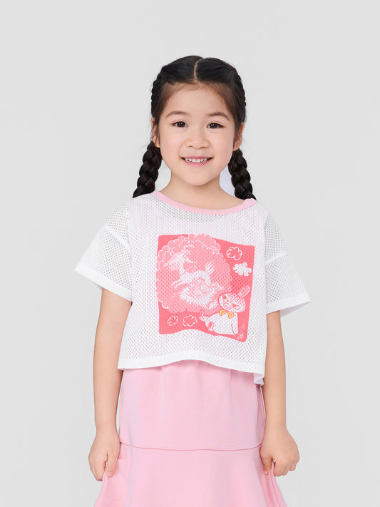Girls Little My Print Layered Mesh T-Shirt Set