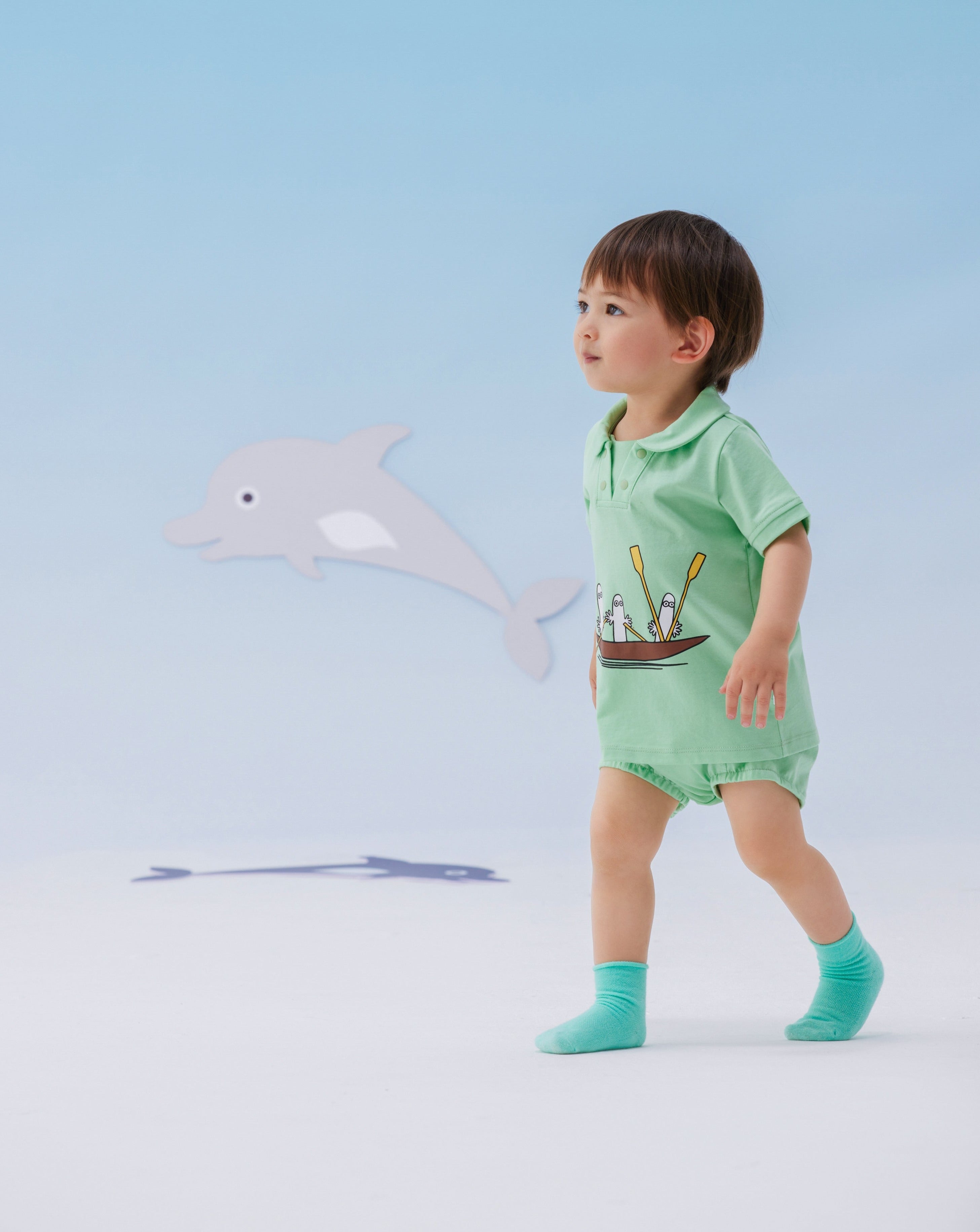 Vauva x Moomin Vauva x Moomin - Baby Boy The Hattifatteners Print Top & Bottom Set - Pastel Green Top & Bottom Set