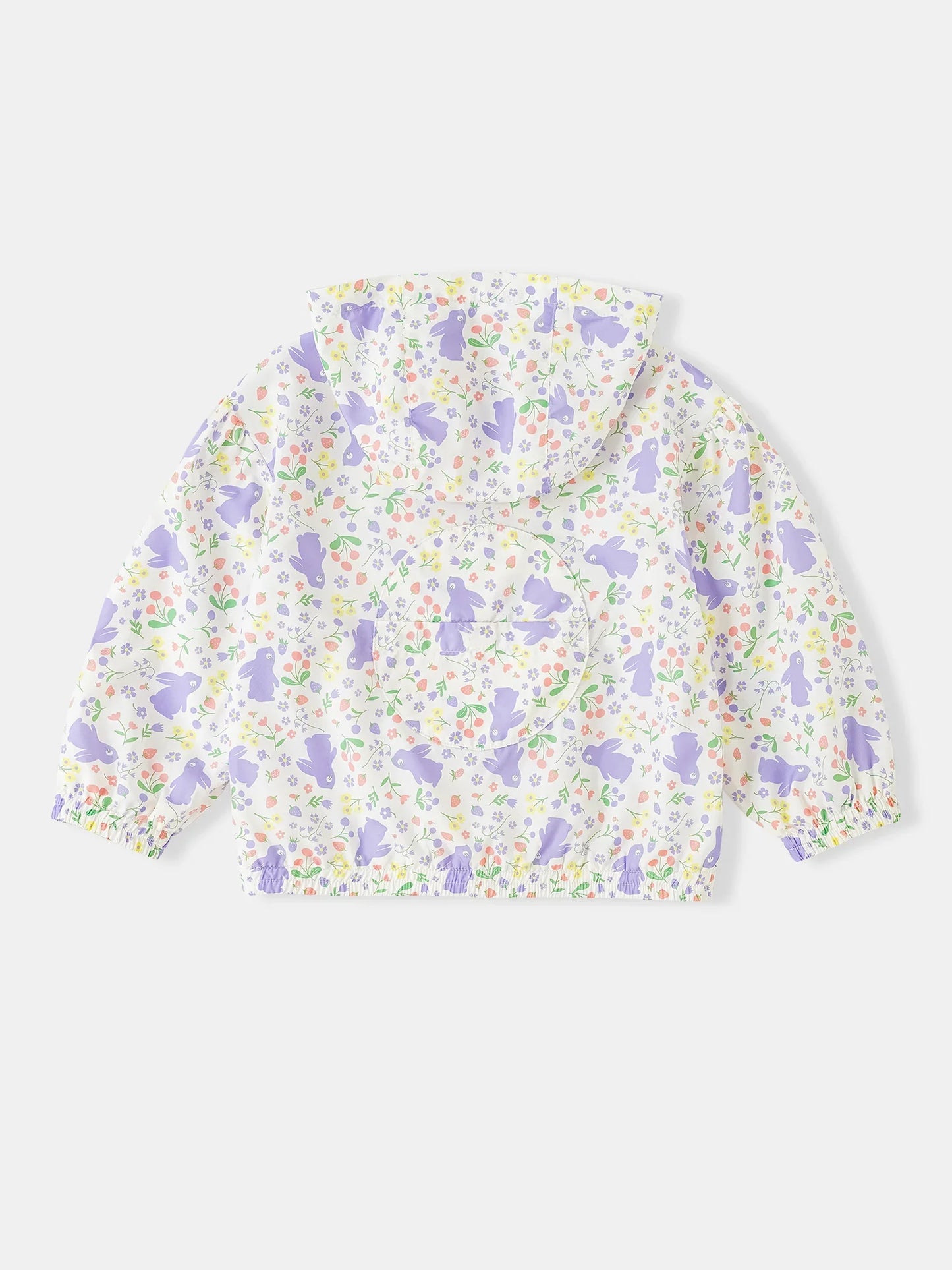 Girls All-Over Bunny Print Frills Zipped Windbreaker