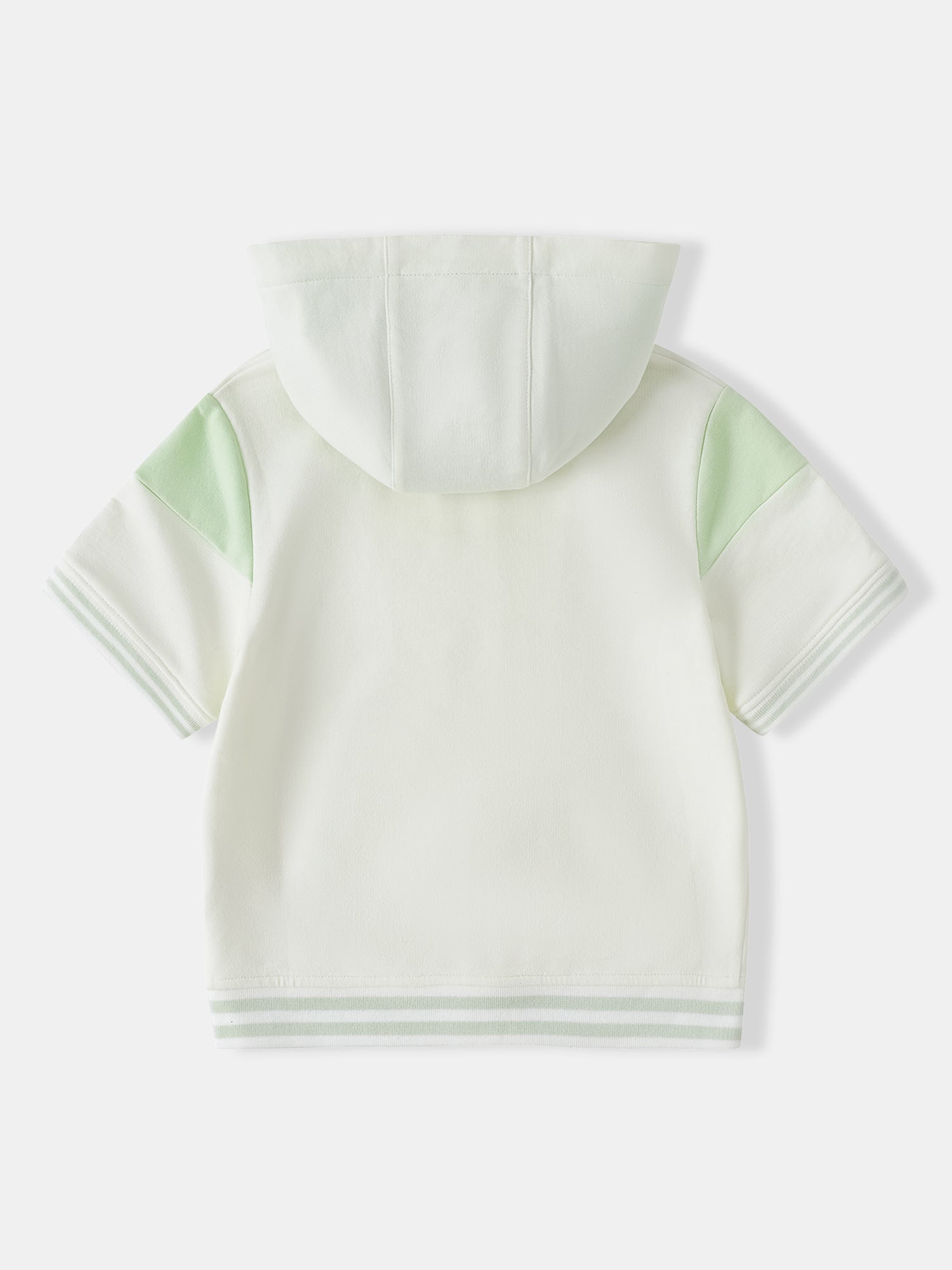 Kid Short Sleeve Logo Embroidery Zipped Hoodie