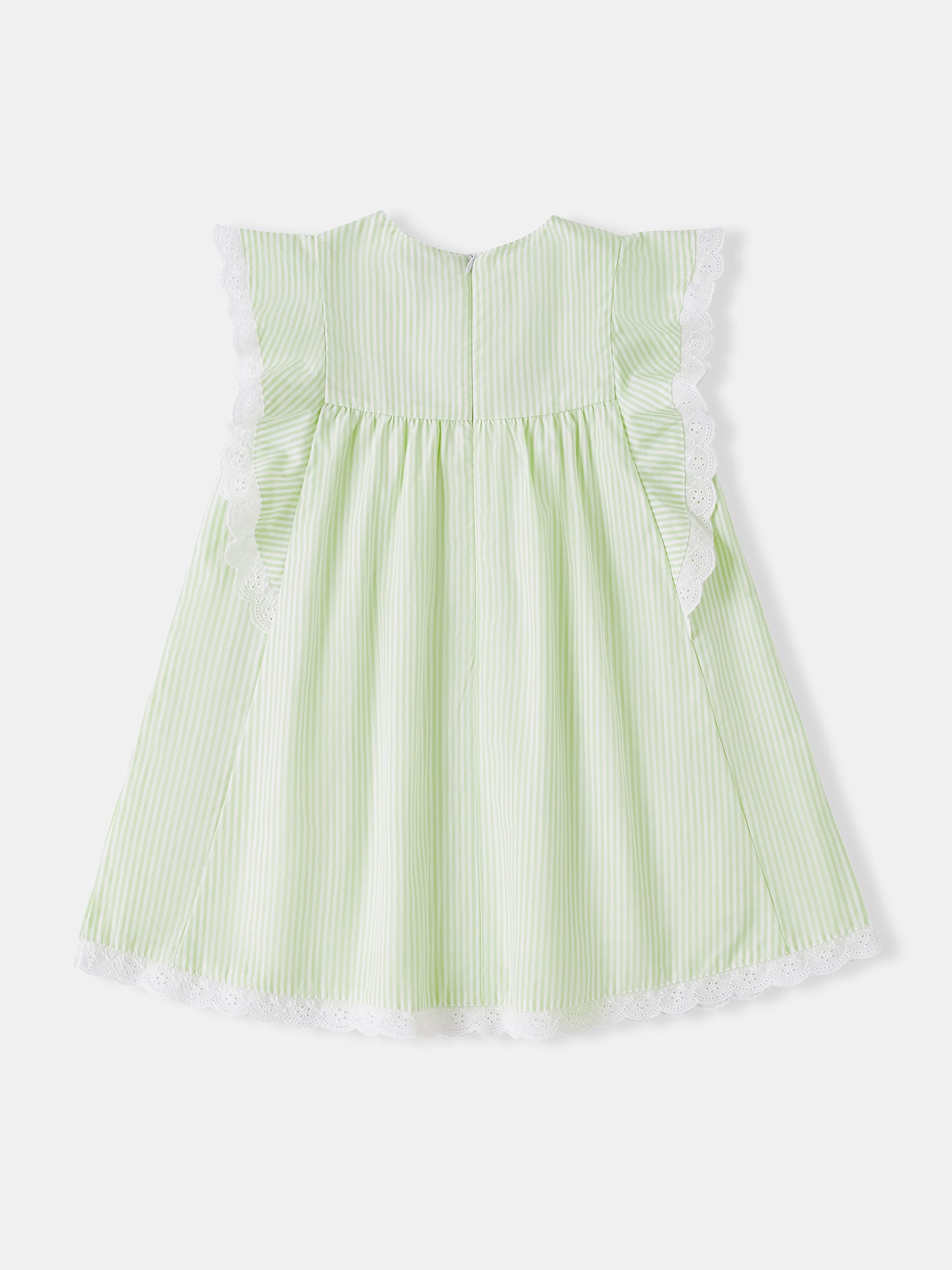 Girls Lace-Trimmed Ruffle Sleeve Dress