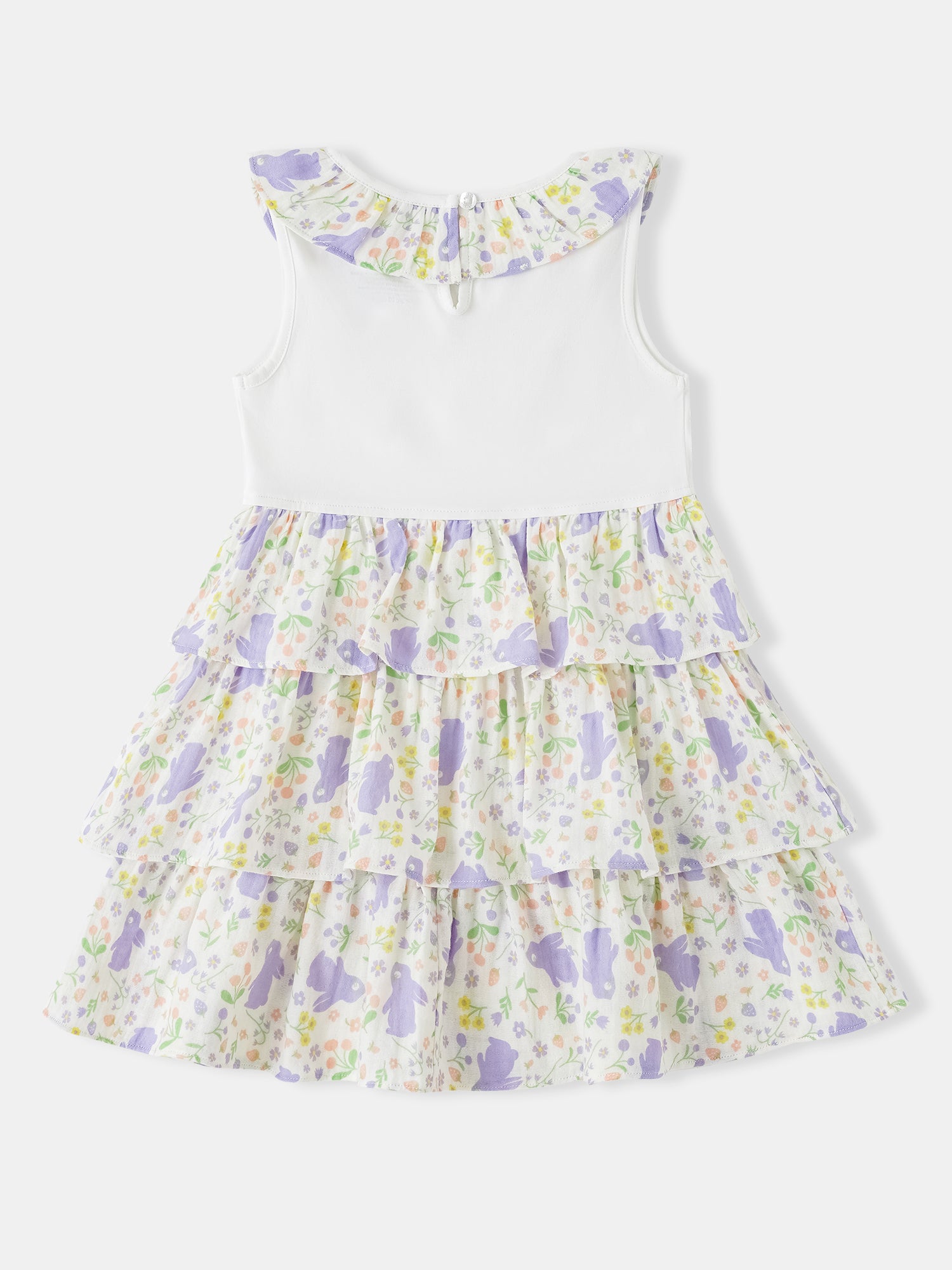 Kid Sleeveless All-Over Bunny Print Layered Dress