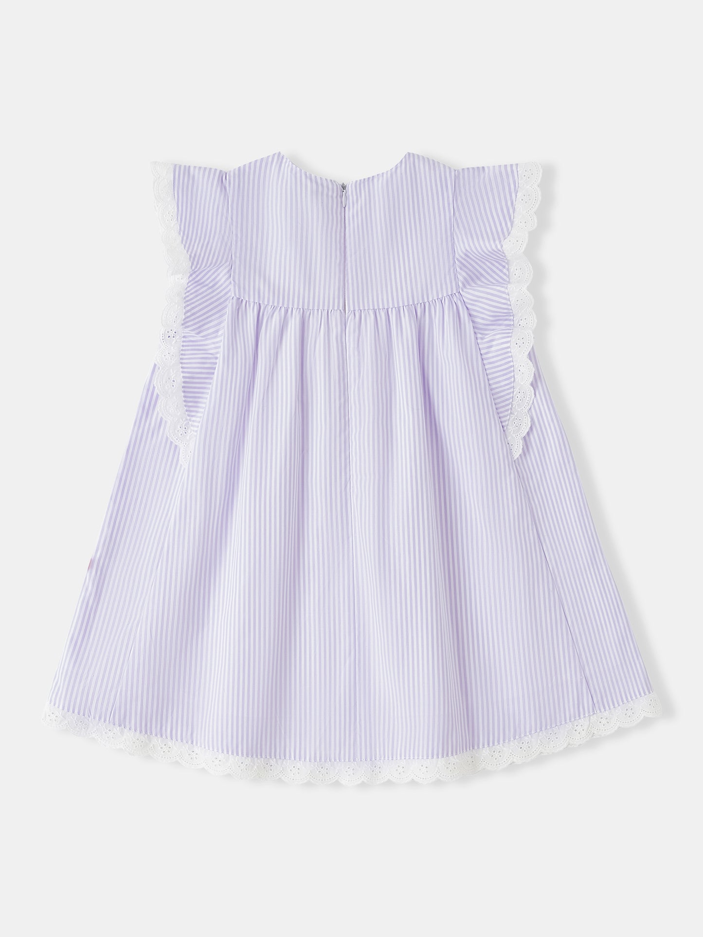 Girls Lace-Trimmed Ruffle Sleeve Dress