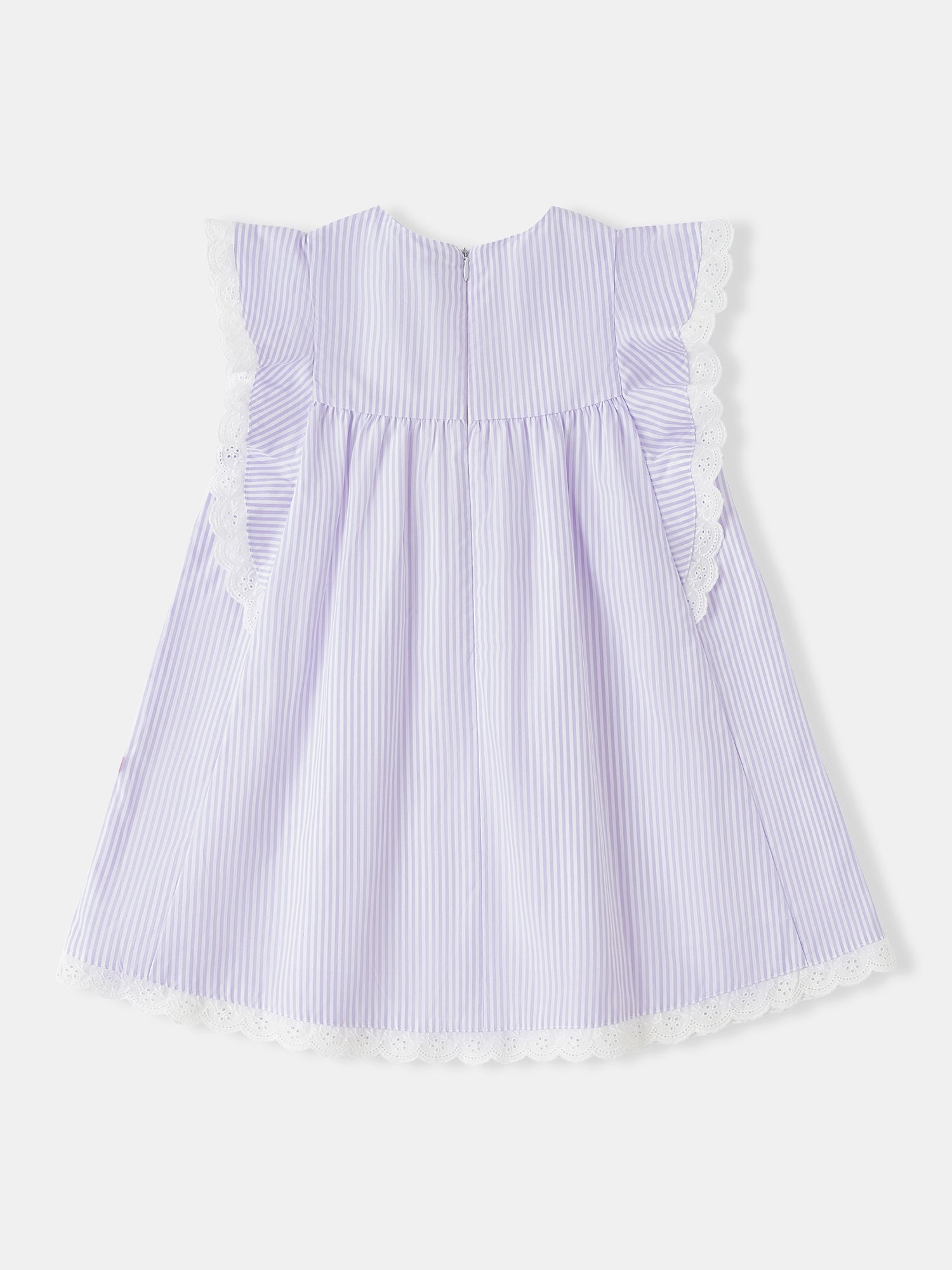 Kid Lace-Trimmed Ruffle Sleeve Dress