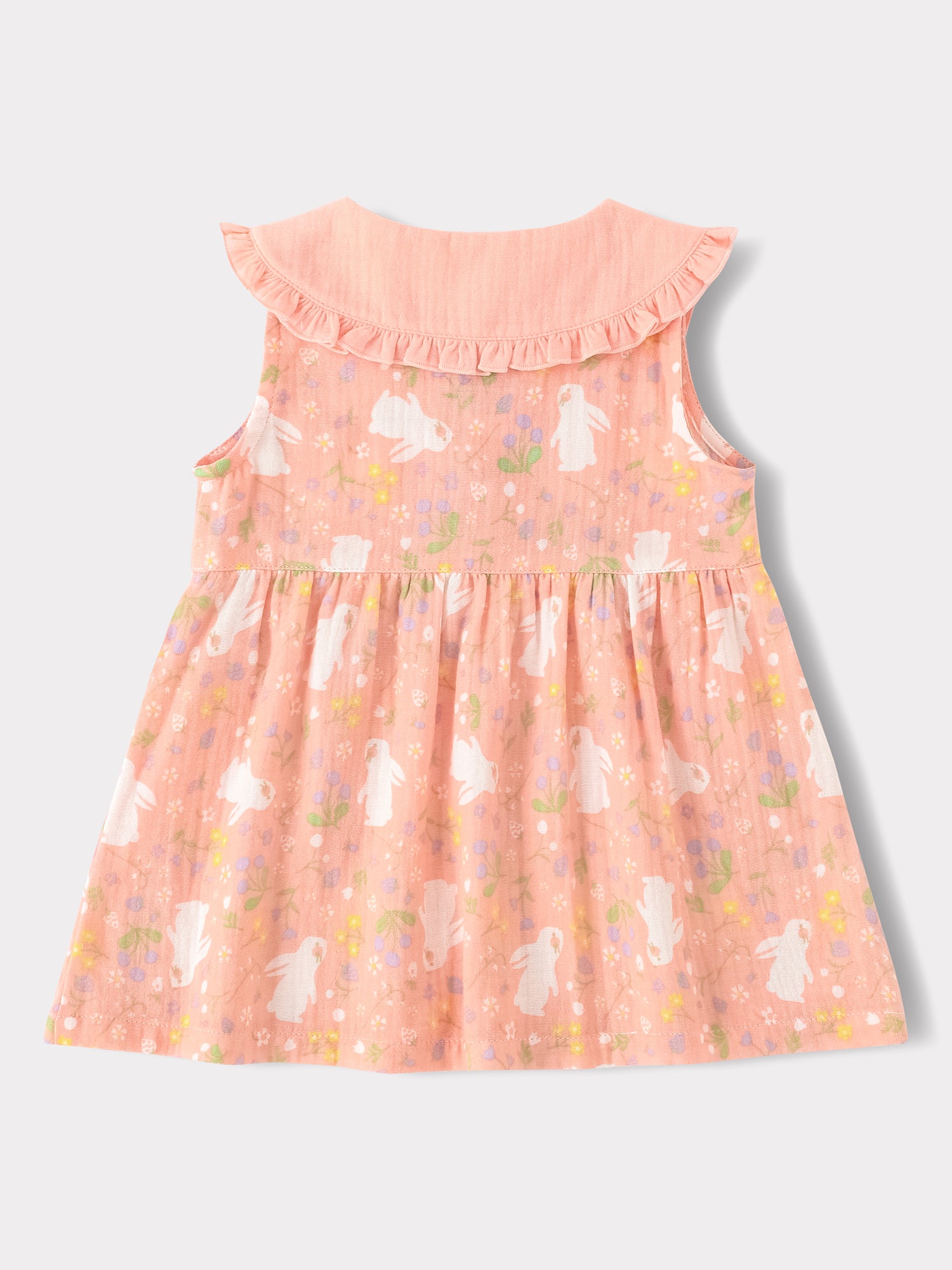 Baby Babydoll Collar Sleeveless All-Over Bunny Print Dress & Knicker Set