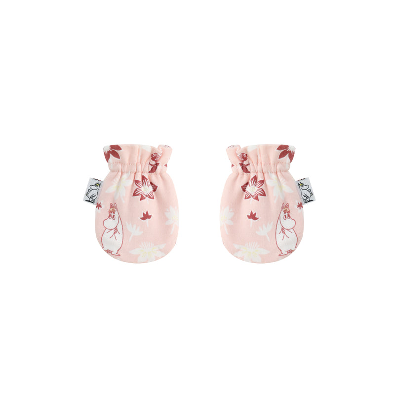 Vauva x Moomin FW23 - Baby Girls Moomin All Over Print Cotton Mittens (Pink)