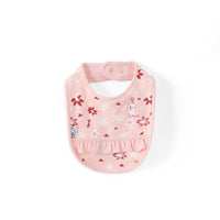 Vauva x Moomin FW23 - Baby Girls Moomin All Over Print Ruffle Cotton Bib (Pink)