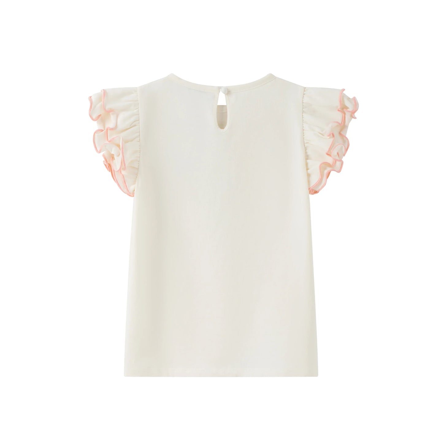 VAUVA Vauva SS24 - Toddler Girl Fish Embroidered Short Sleeve T-Shirt Top - White Top & Bottom Set