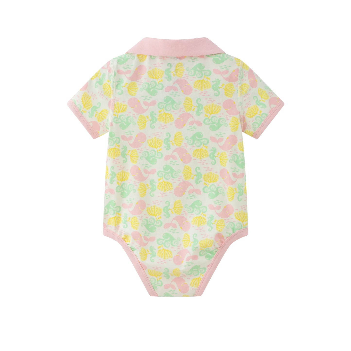 VAUVA Vauva SS24 - Baby Girl's Whale Print Organic Cotton Romper Romper