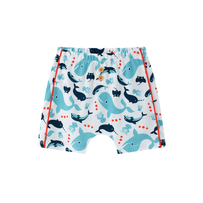 Vauva SS24 - Baby Boy Whale Print Shorts (White)