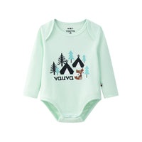 Vauva BBNS - Baby Anti-bacterial Organic Cotton Bodysuits (2-pack Green/Print)
