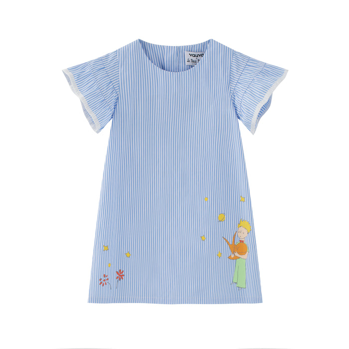 Vauva x Le Petit Prince - Toddler Girl Yarn Dyed Stripe Dress - Blue 130cm