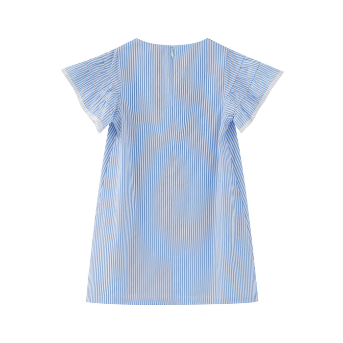 Vauva x Le Petit Prince - Toddler Girl Yarn Dyed Stripe Dress - Blue
