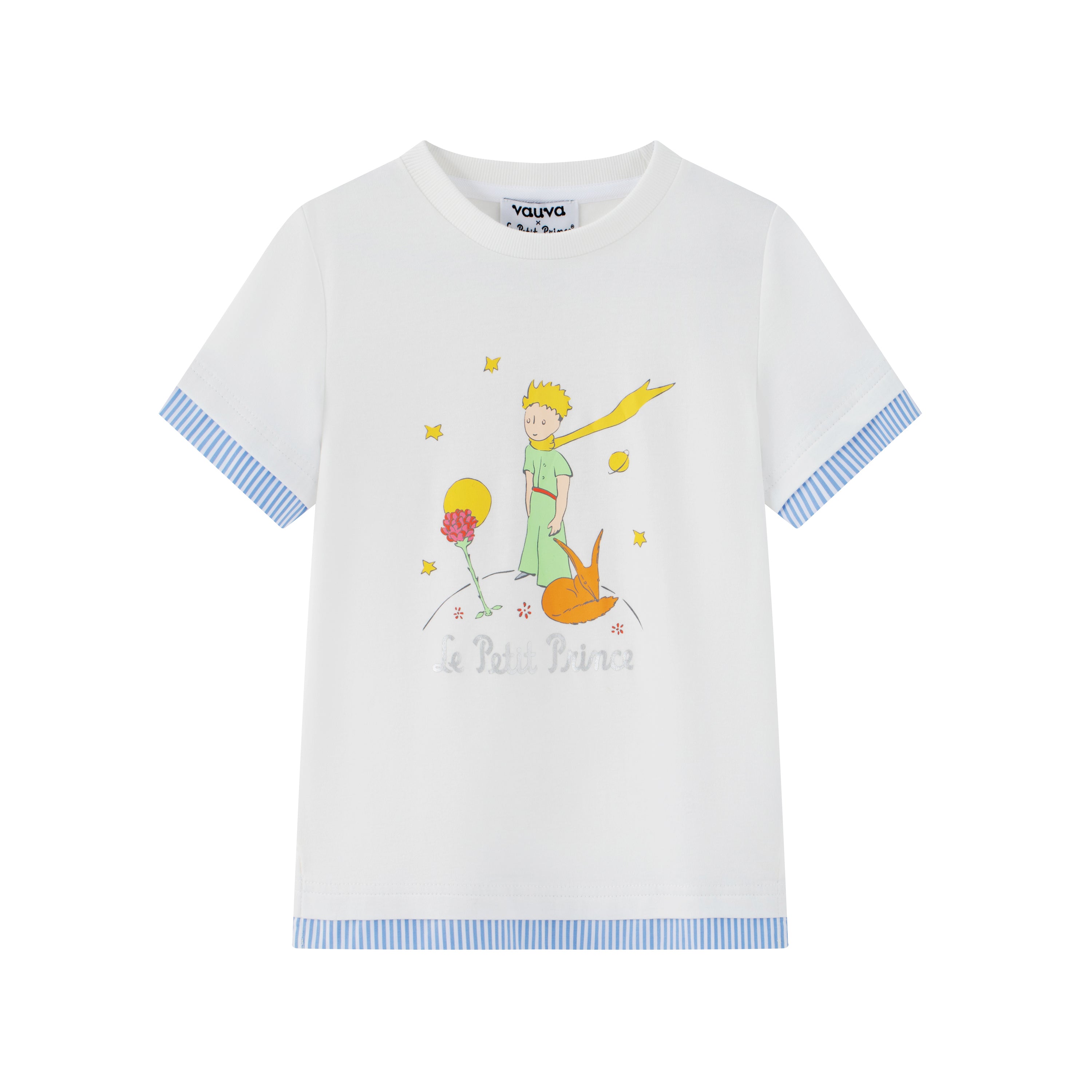 Vauva x Le Petit Prince Vauva x Le Petit Prince - Toddler Boy Trims Yarn Dyed Strip Print T-shirt - White Tops