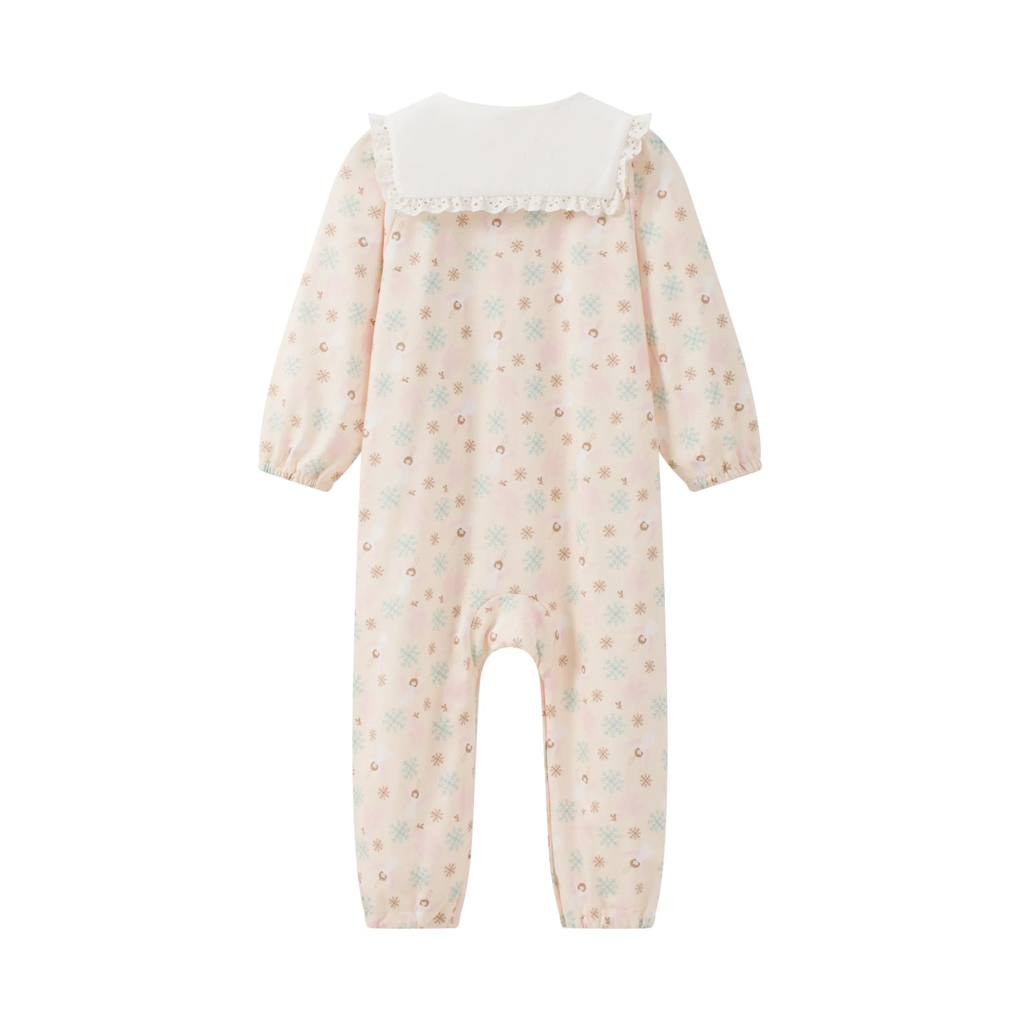 Angel-Print Puritan Collar Romper