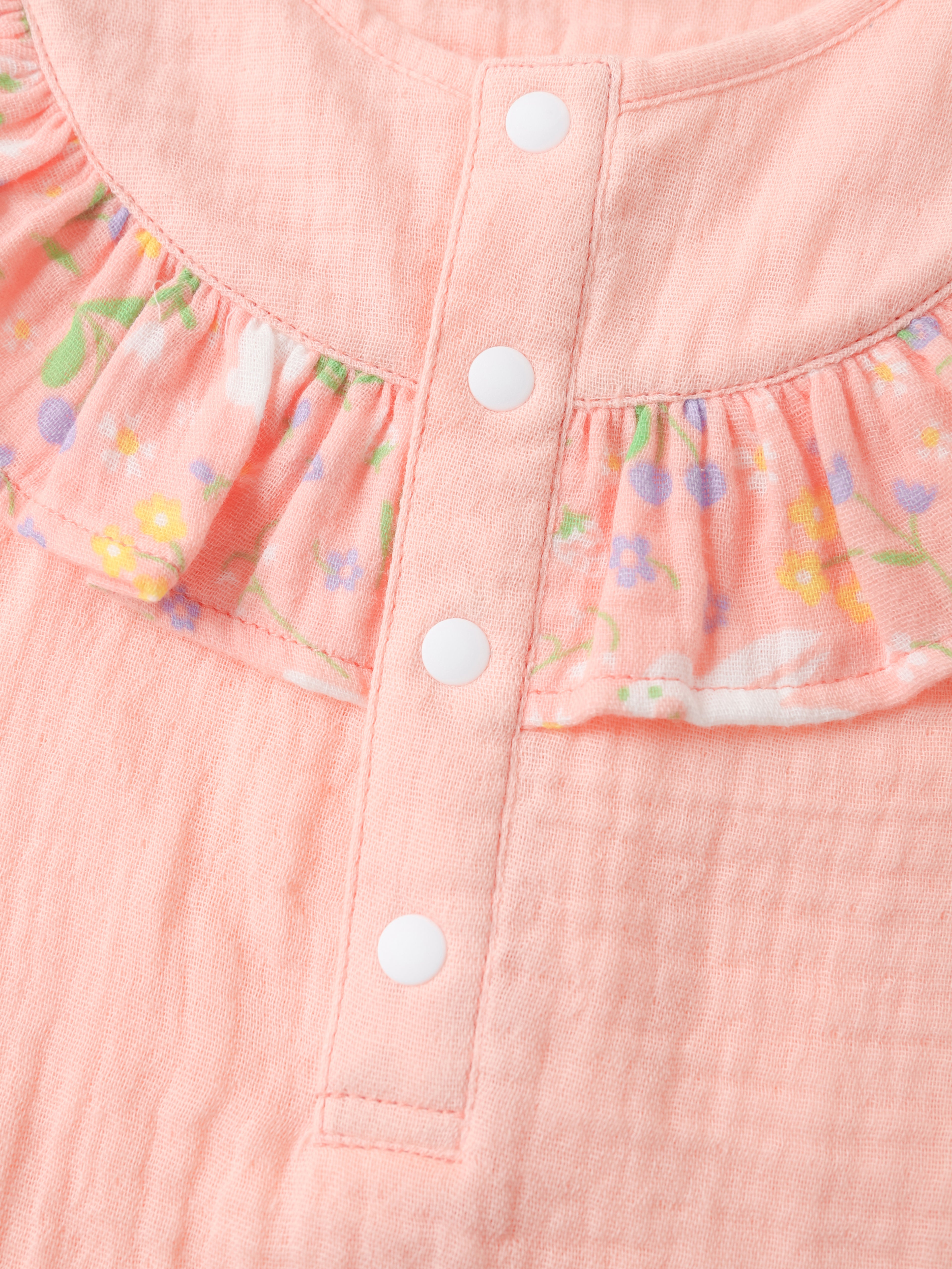 Baby Sleeveless All-Over Bunny Print Ruffle Two-Tone Top