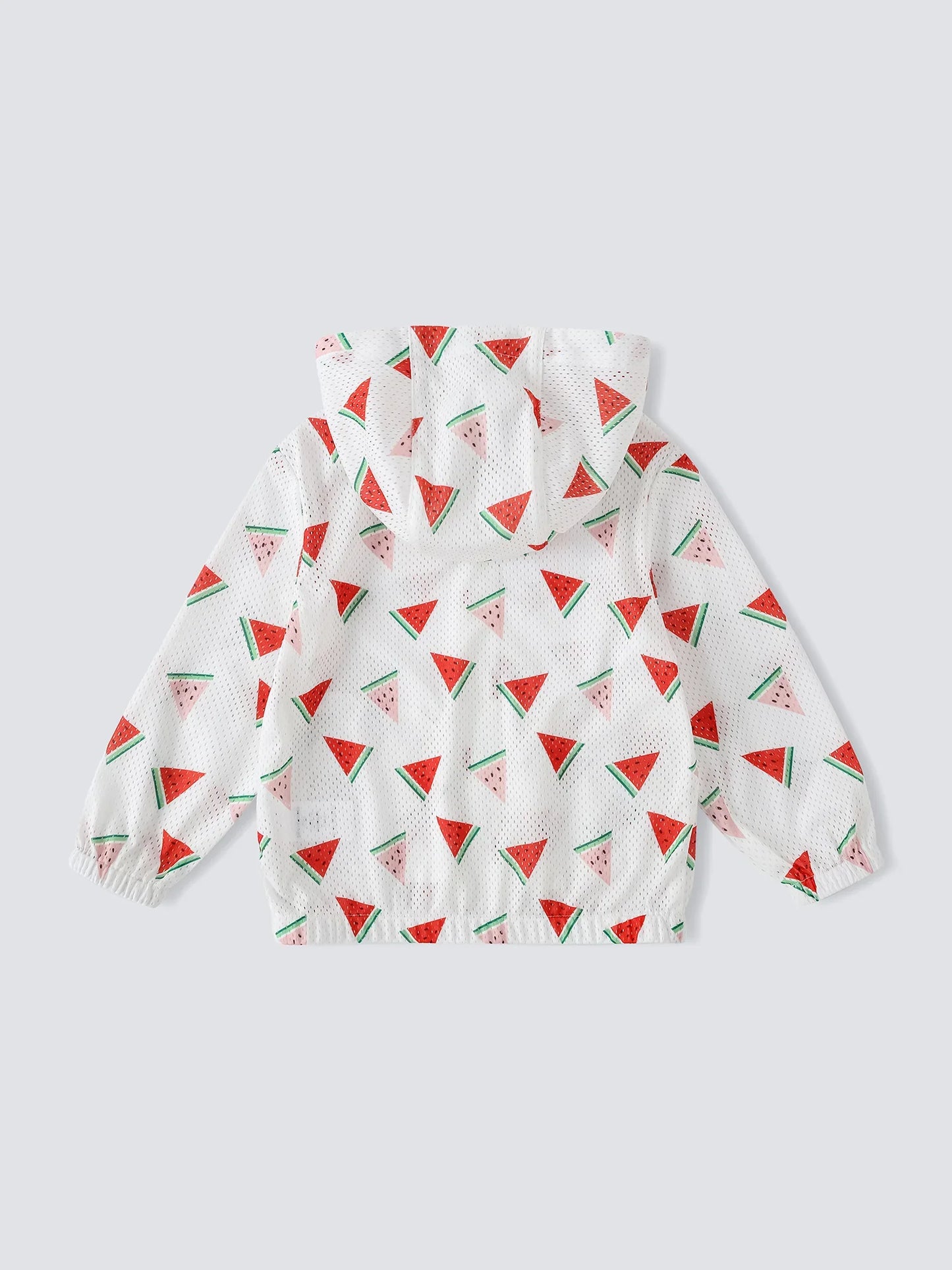 Boys All-Over Watermelon Print Mesh Hooded Zipped Jacket