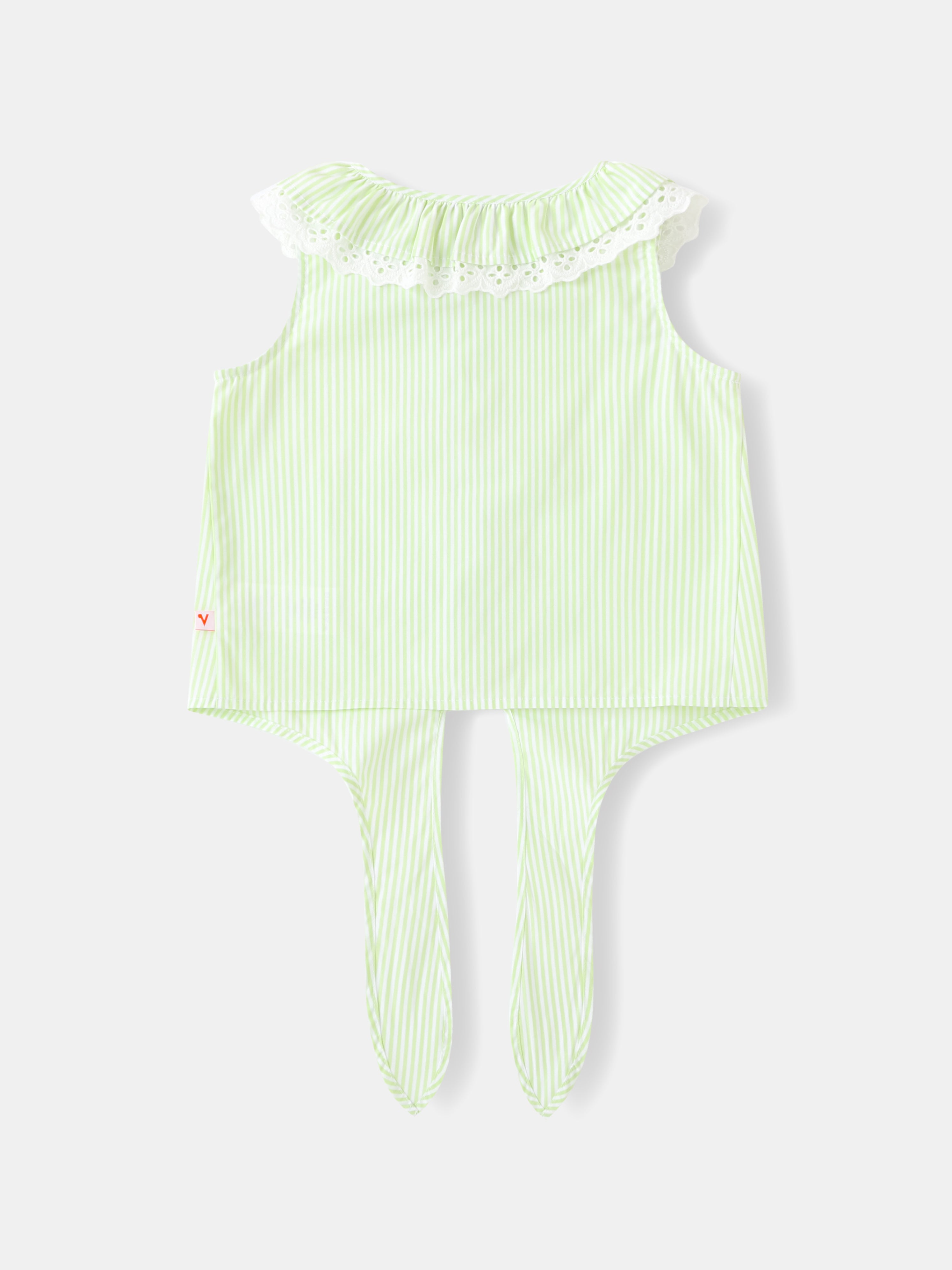 Kid Lace-Trimmed Collar Sleeveless Tie Bottom Top
