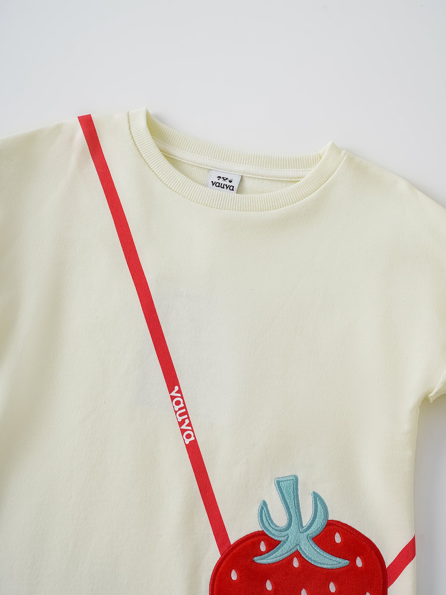 Kid Long Sleeve Strawberry Applique Sweatdress