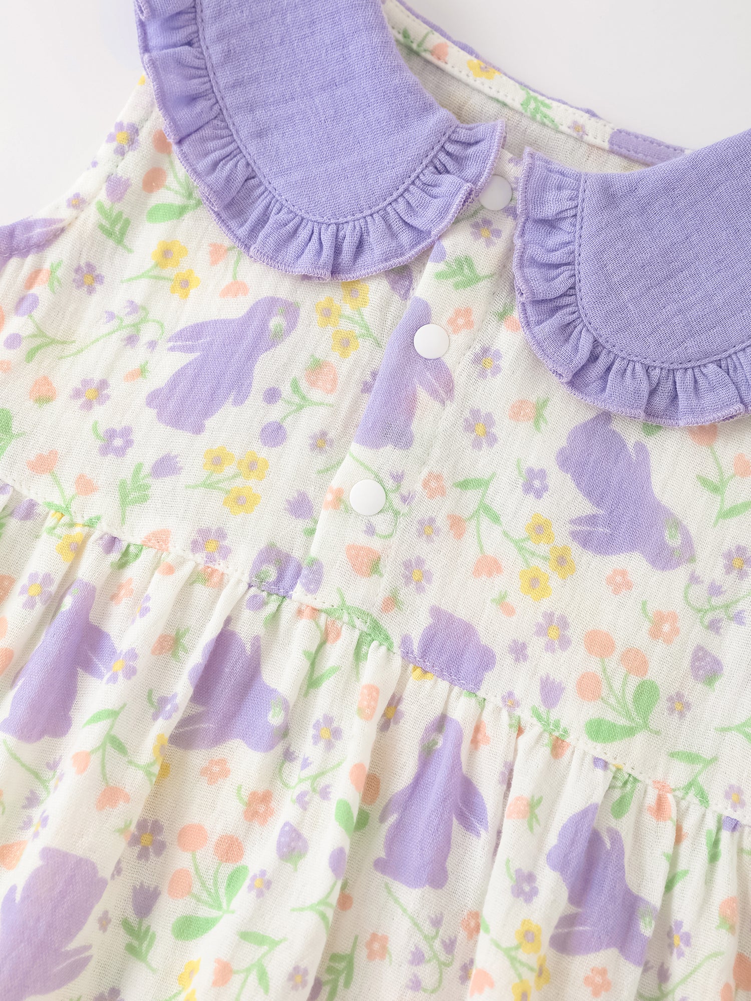 Baby Babydoll Collar Sleeveless All-Over Bunny Print Dress & Knicker Set