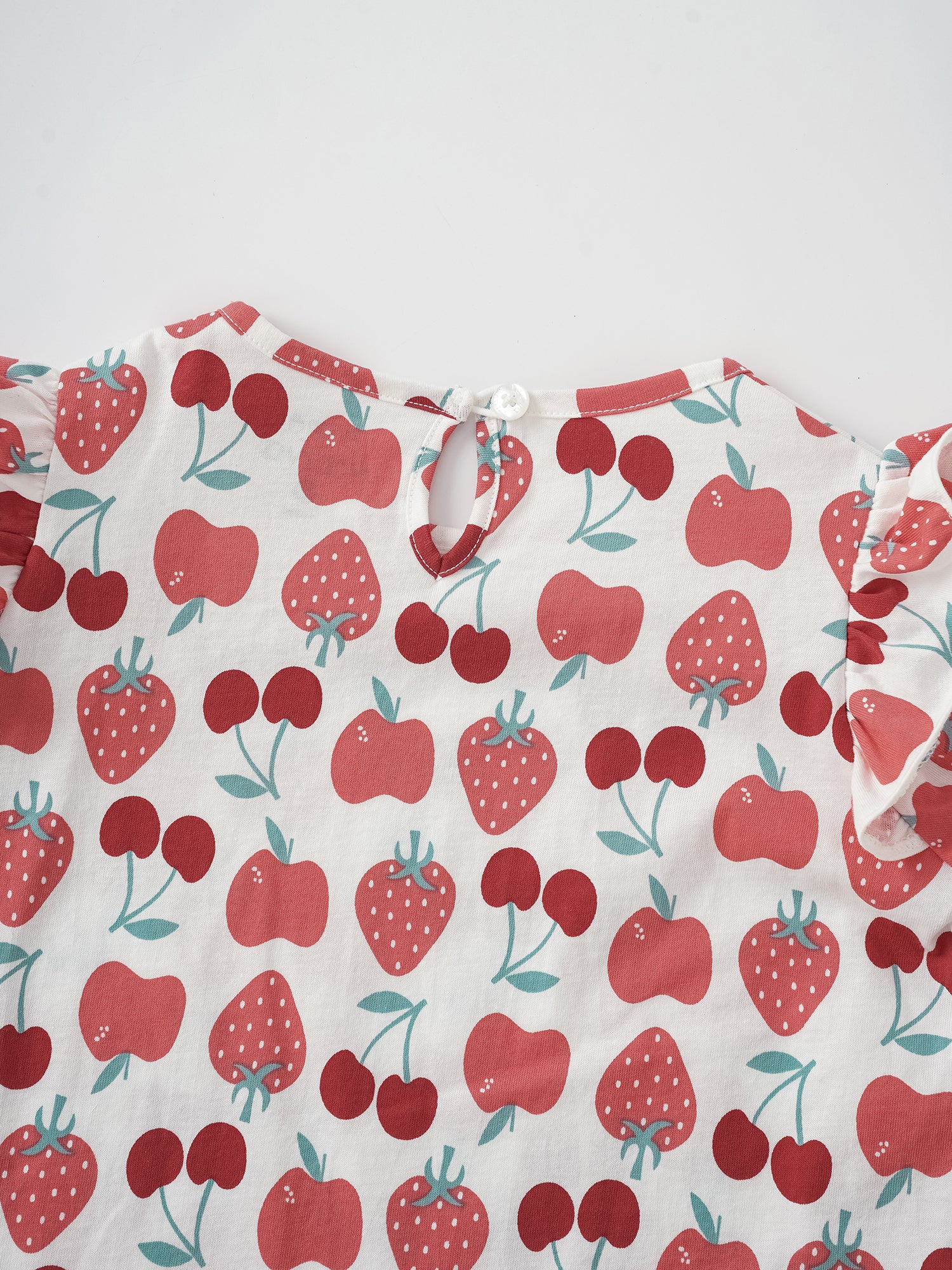 Kid Long Puff Sleeve All-Over Berries Print Top