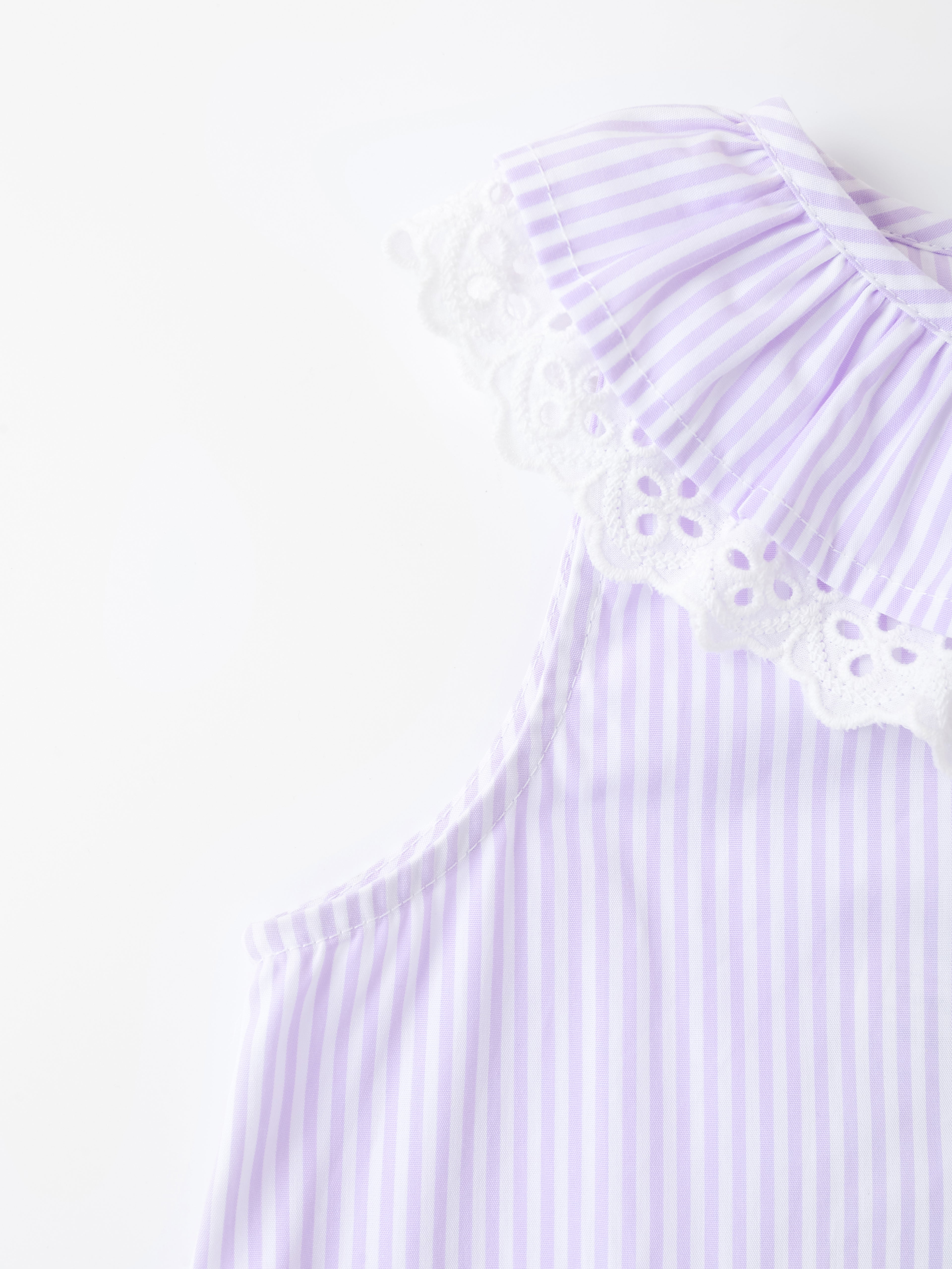 Kid Lace-Trimmed Collar Sleeveless Tie Bottom Top