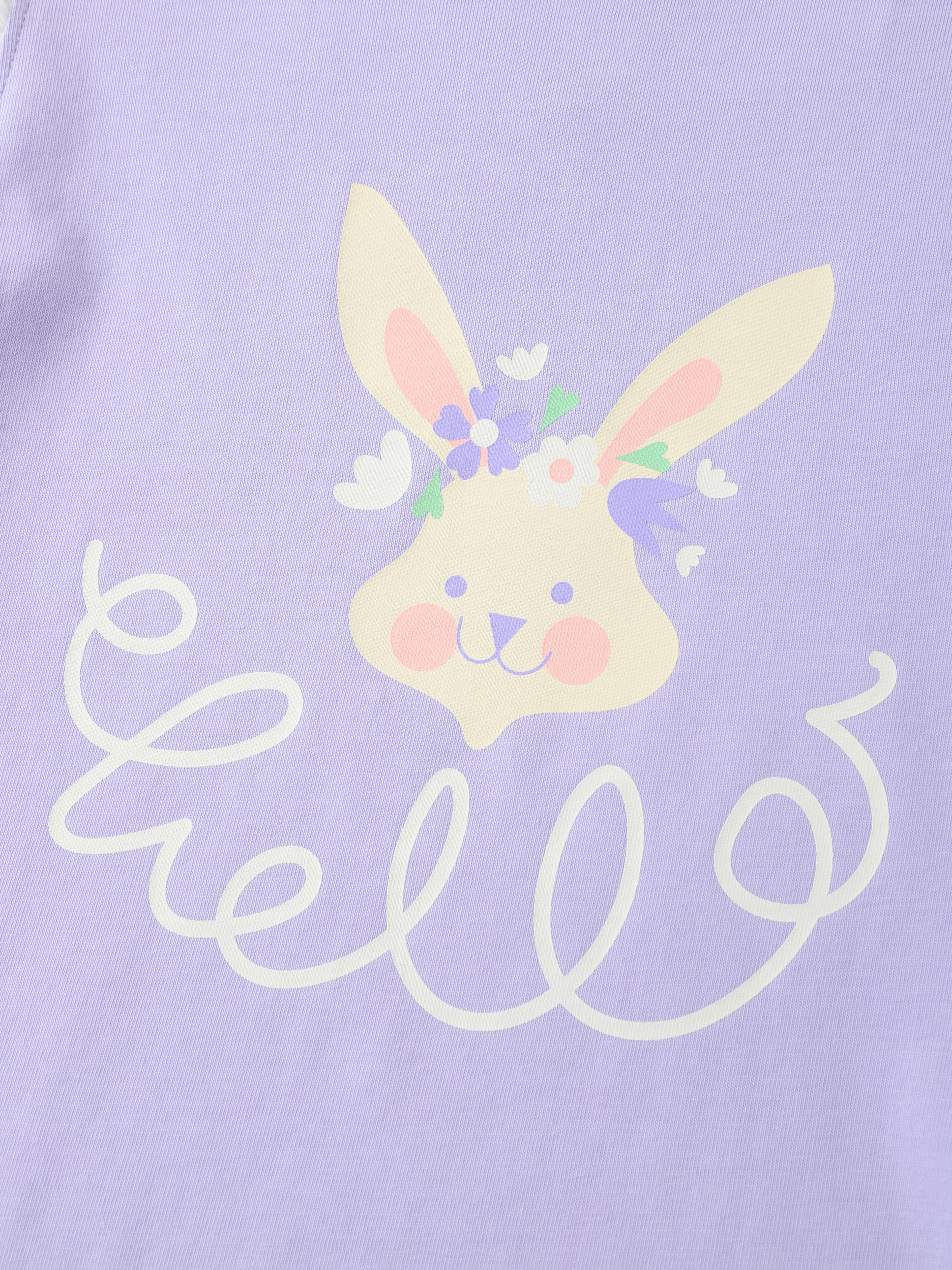 Girls Lace Cap Sleeve Bunny Print Tee