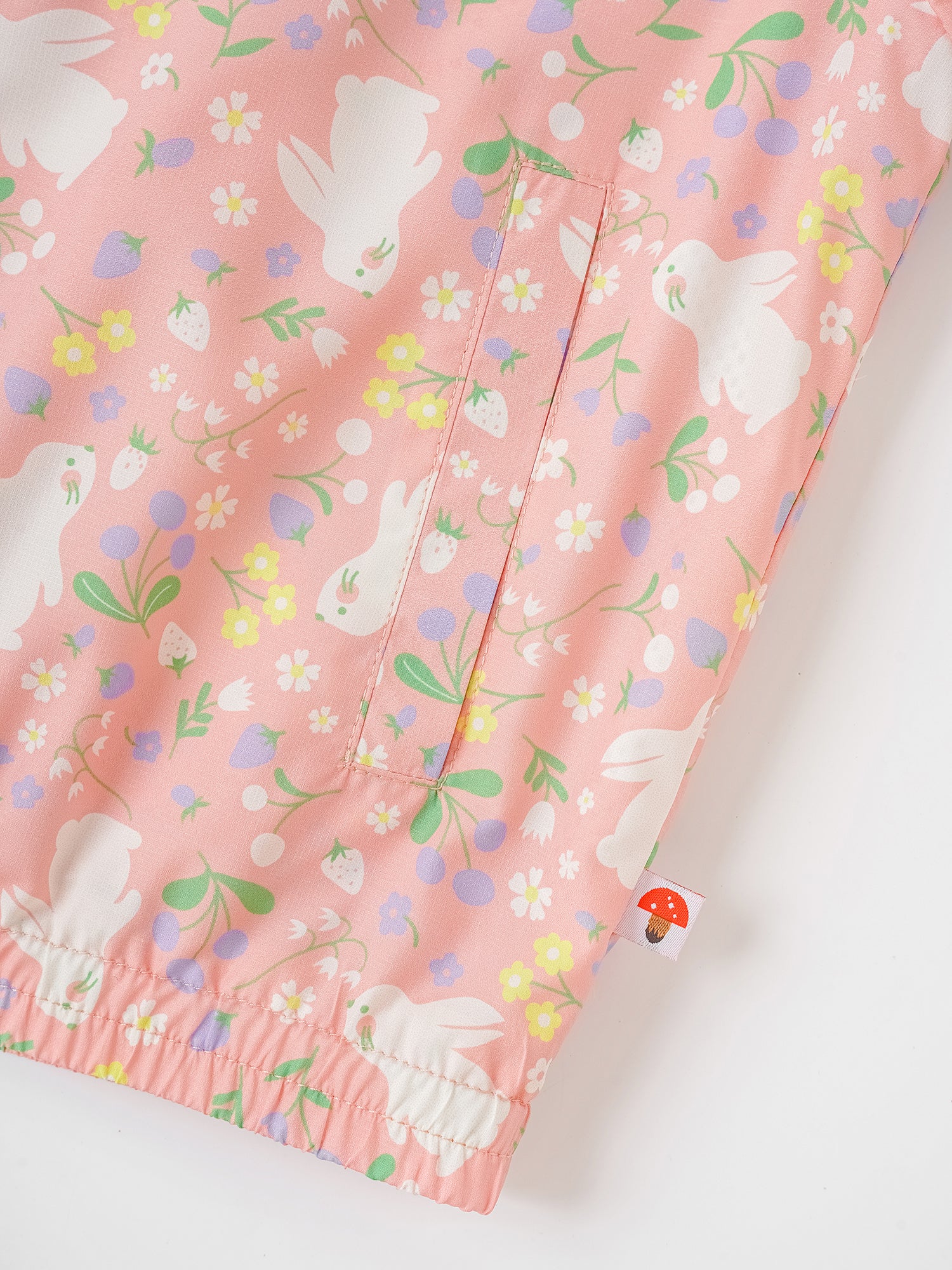 Kid All-Over Bunny Print Frills Zipped Windbreaker