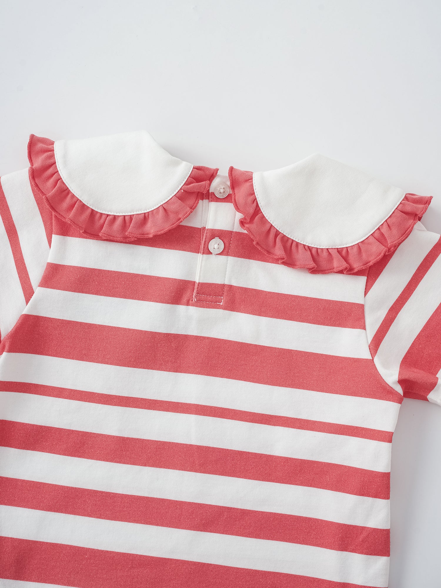 Kid Puritan Collar Short Sleeve Stripe Print Top