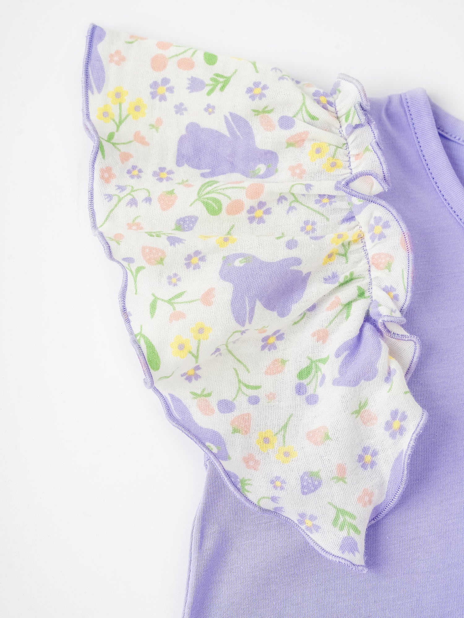 Kid Ruffle Cap Sleeve Bunny Print Dress