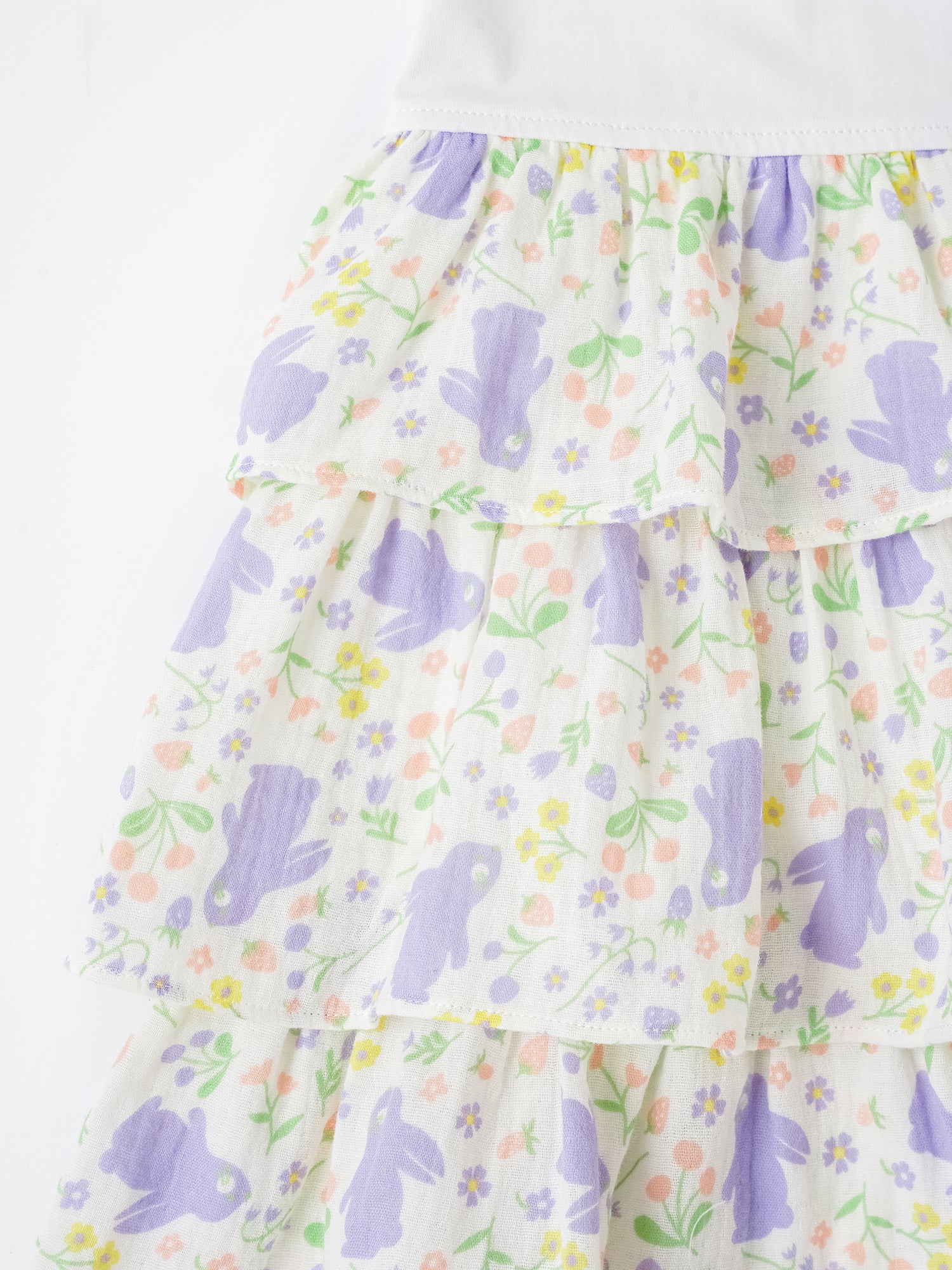 Kid Sleeveless All-Over Bunny Print Layered Dress