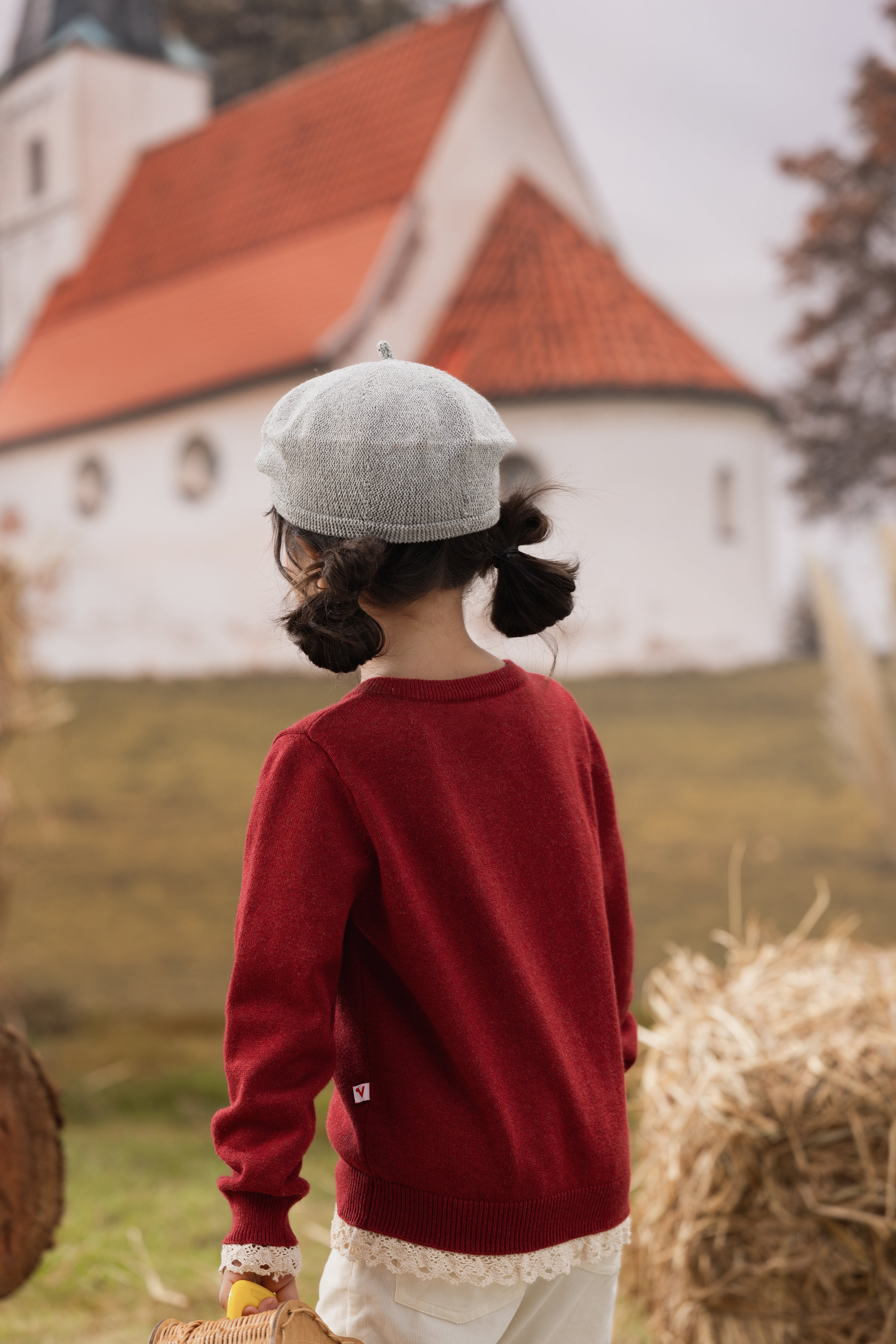 VAUVA Vauva FW23 - Girls Lace Cotton Cashmere Cardigan (Red) Coat & Jacket