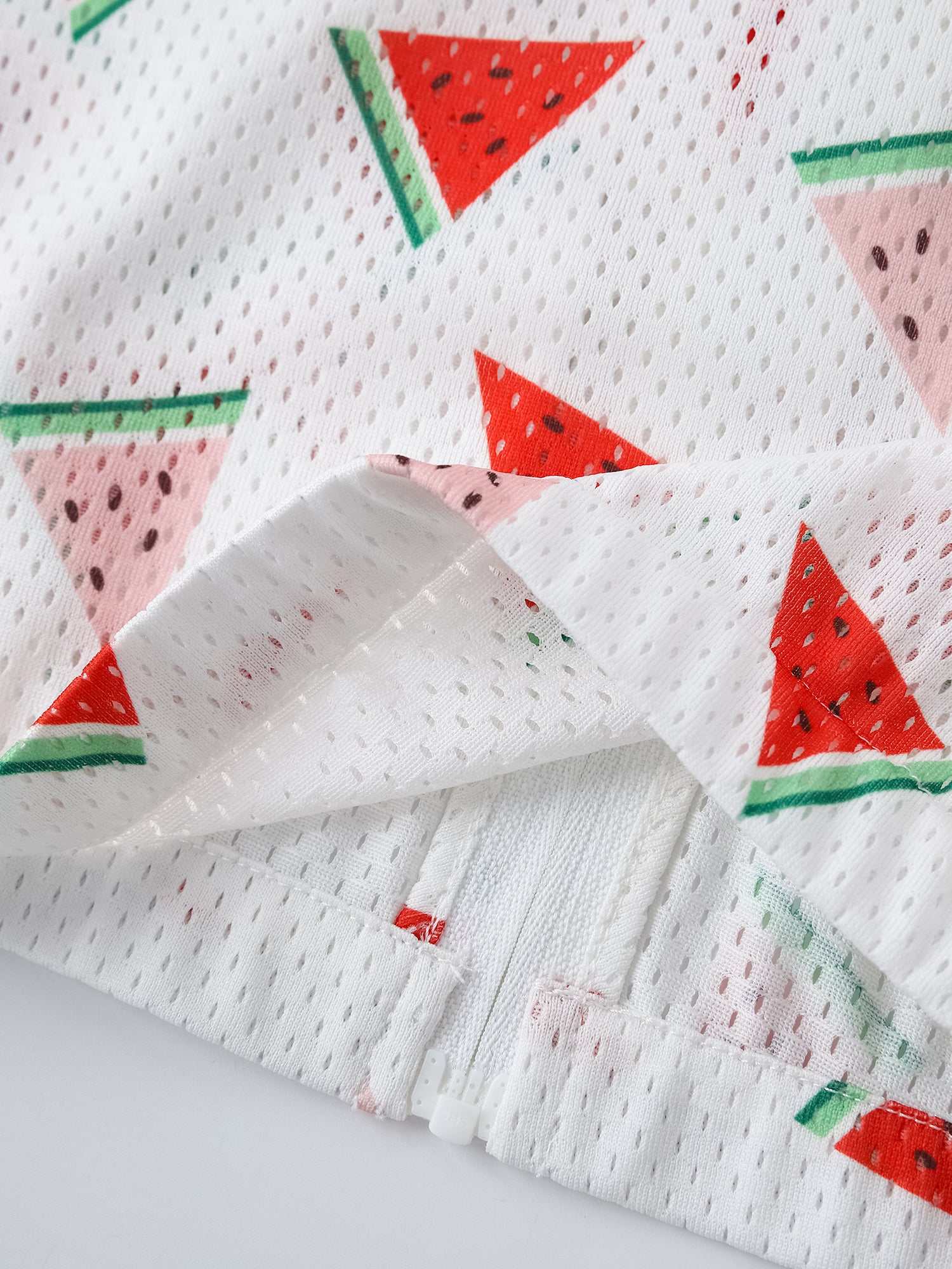 Kid All-Over Watermelon Print Mesh Hooded Zipped Jacket