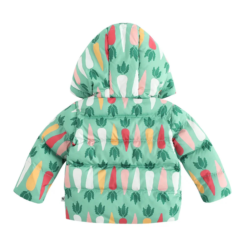 VAUVA Vauva FW23 - Baby Boys Carrot Print Coat with Hood (Green) Coat & Jacket