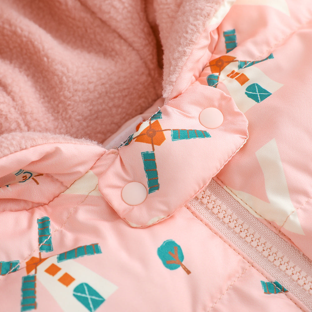 VAUVA Vauva FW23 - Baby Girls Pinwheel Print Coat with Hood (Pink) Coat & Jacket