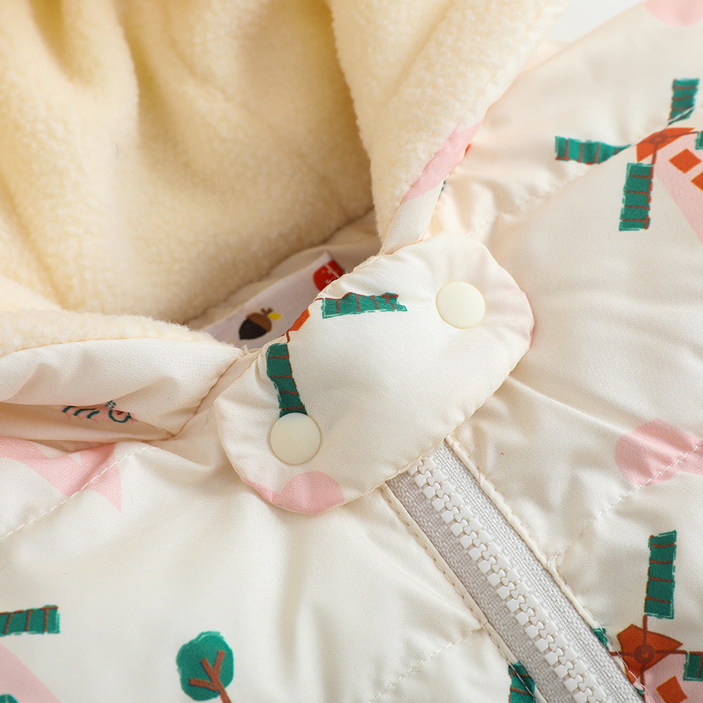 VAUVA Vauva FW23 - Baby Girls Pinwheel All Over Print Coat (White) Coat & Jacket