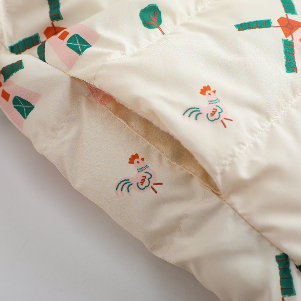 VAUVA Vauva FW23 - Baby Girls Pinwheel All Over Print Coat (White) Coat & Jacket