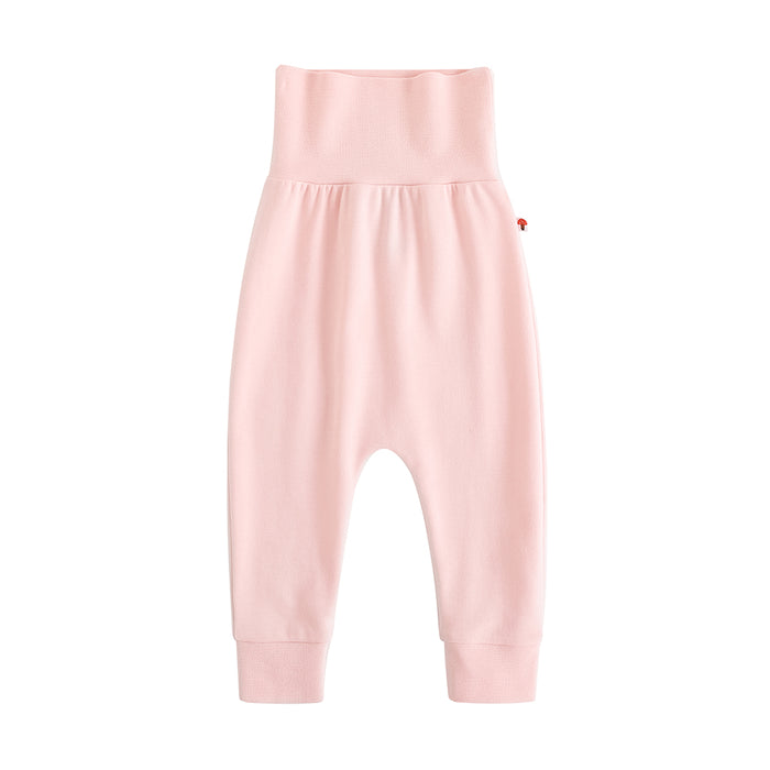Vauva FW23 - Baby Girls Solid Cotton High Waist Trousers (Pink) product image front