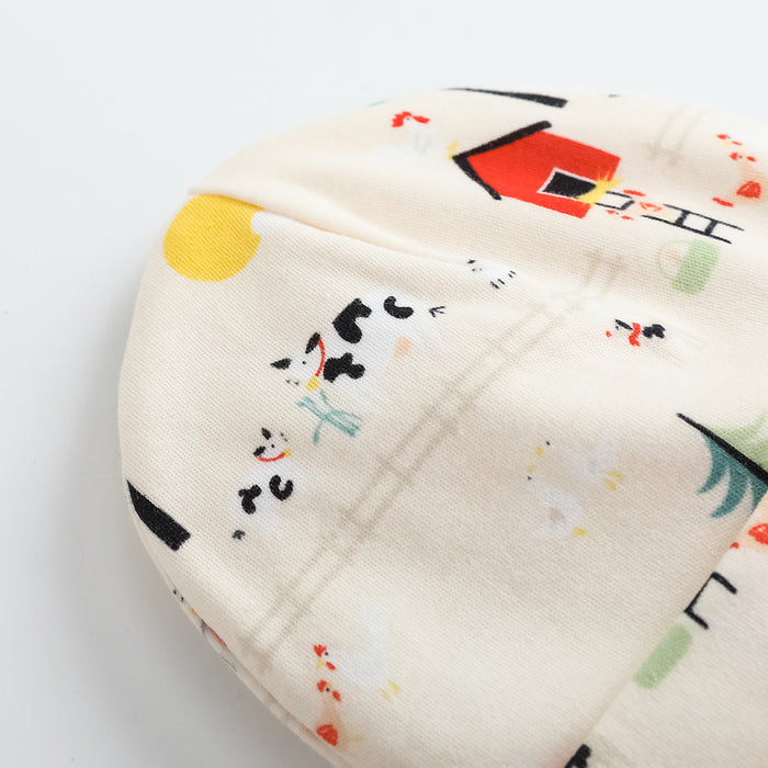 Vauva FW23 - Baby Unisex Nordic Style All Over Print Cotton Hat (White) - My Little Korner