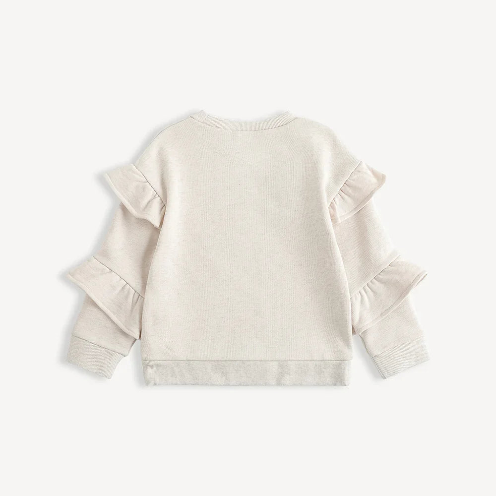 Girls Ruffle Sleeve Graphic Sweatshirt