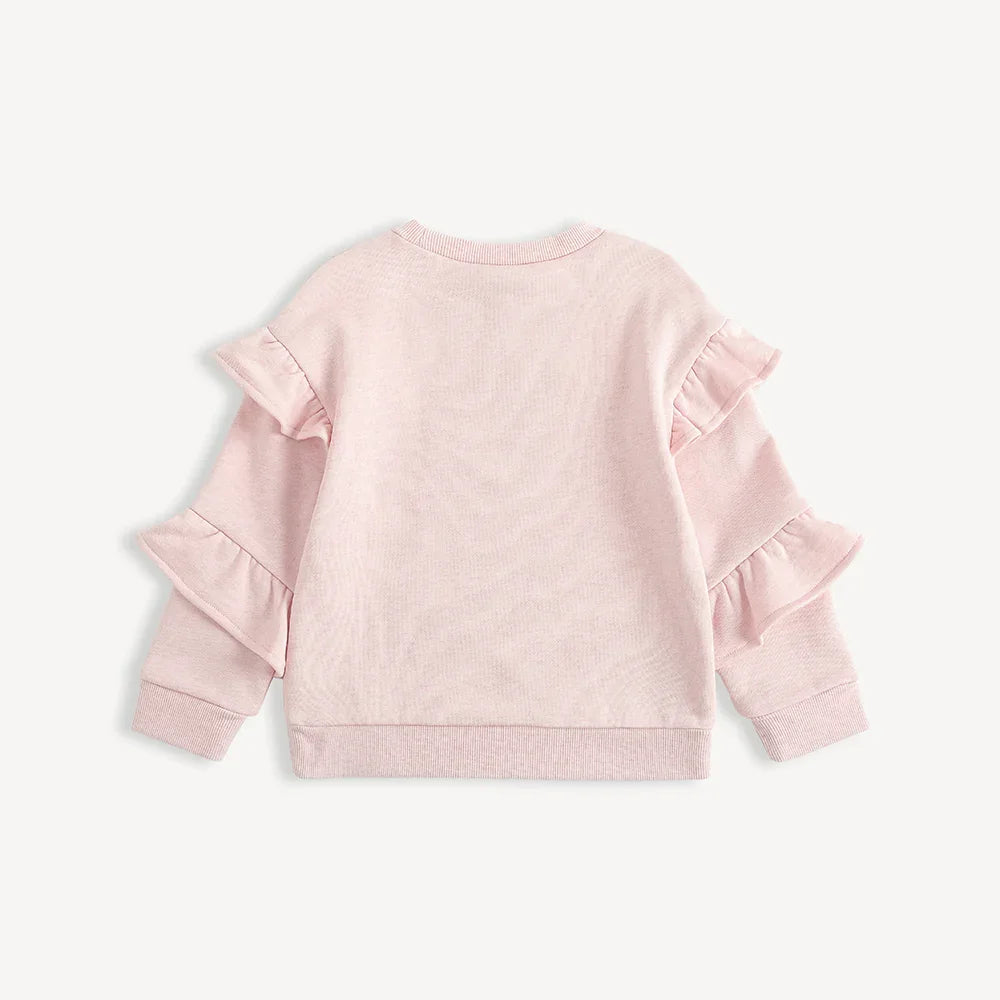 Character-Print Ruffle Sleeves Sweatshirt