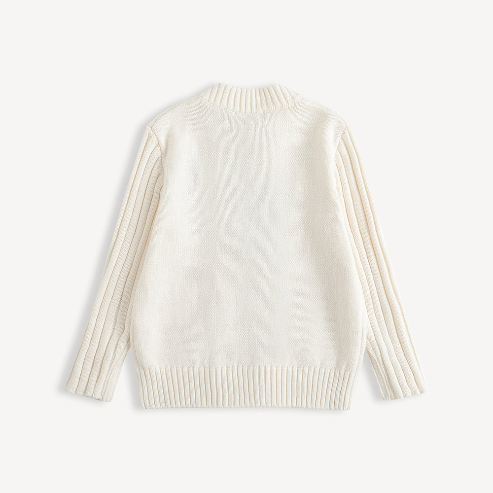 Embroidered Stand-Up Collar Cardigan