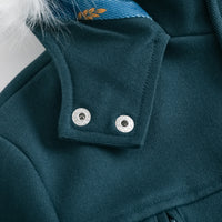 Vauva FW23 - Boys Simple Embroidered Blue Hooded Coat