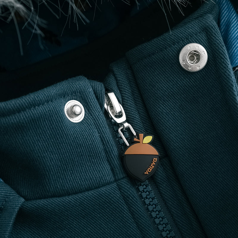 Vauva FW23 - Boys Simple Embroidered Blue Hooded Coat